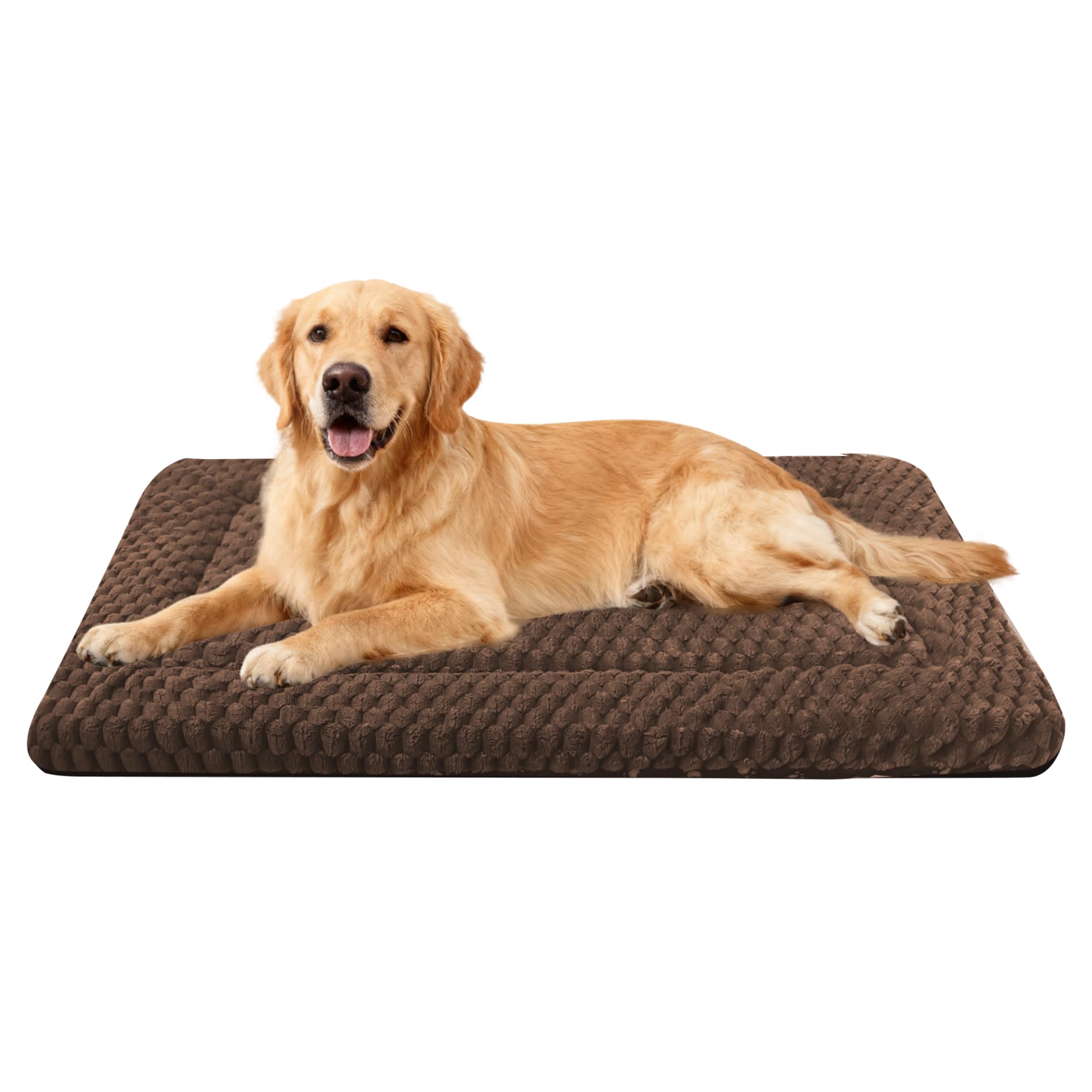 Dog Bed Crate Mat, Soft Durable Washable Anti-Slip Kennel Pad for Dogs & Cats, Reversible (Dark Brown, L(35*23*1.5))