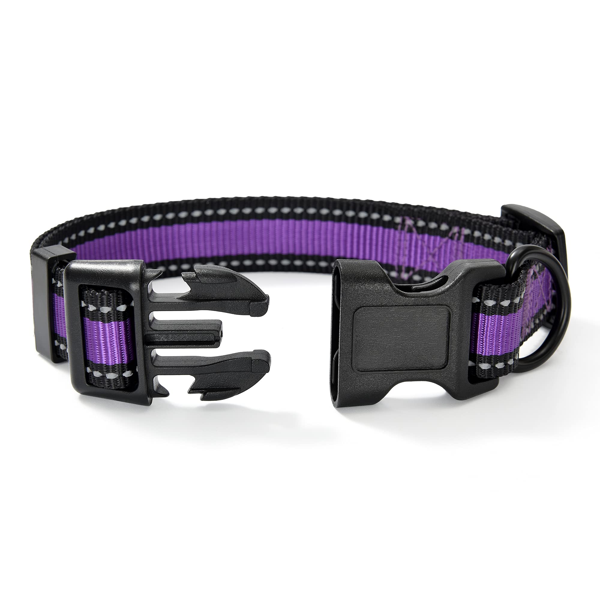 Mile High Life Dog Collar | Nylon Reflective Dog Collars | Light Weight Puppy Collars | Purple Dog Collars For Medium Dogs (Purp