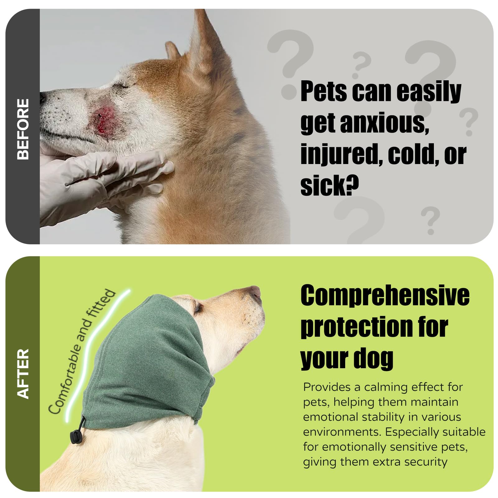 Kercynar Dog Anxiety Relief Hoodie, Ear Covers For Bath, Thunderstorms, Warm Dog Ear Cover Hoodie
