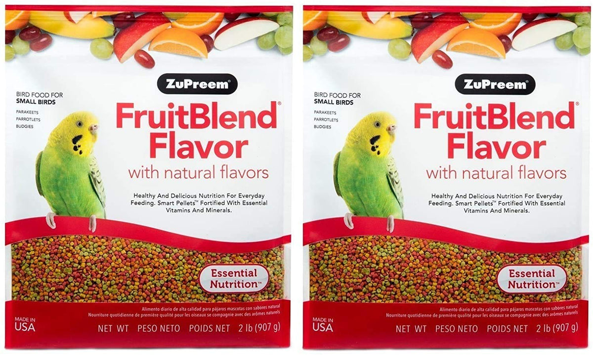 Zupreem Fruitblend Flavor Pellets Bird Food For Small Birds, 2 Lb (2-Pack) - Powerful Pellets Made In Usa, Naturally Flavored For Parakeets, Budgies, Parrotlets