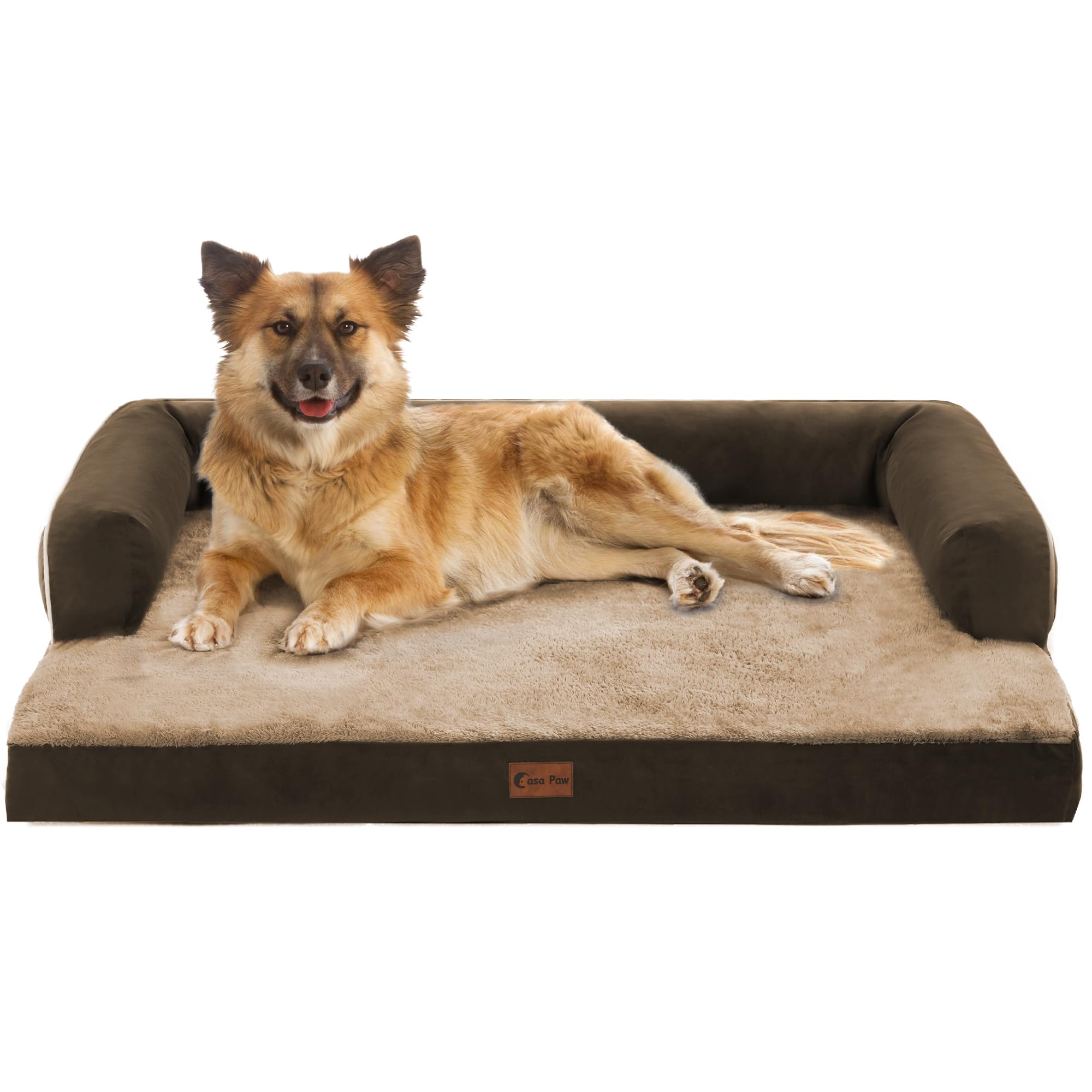 Casa Paw Orthopedic Dog Beds for Large Dogs, Waterproof Dog Beds Large, Memory Foam Dog Couch Bed, Comfy Bolster Pet Bed with Re