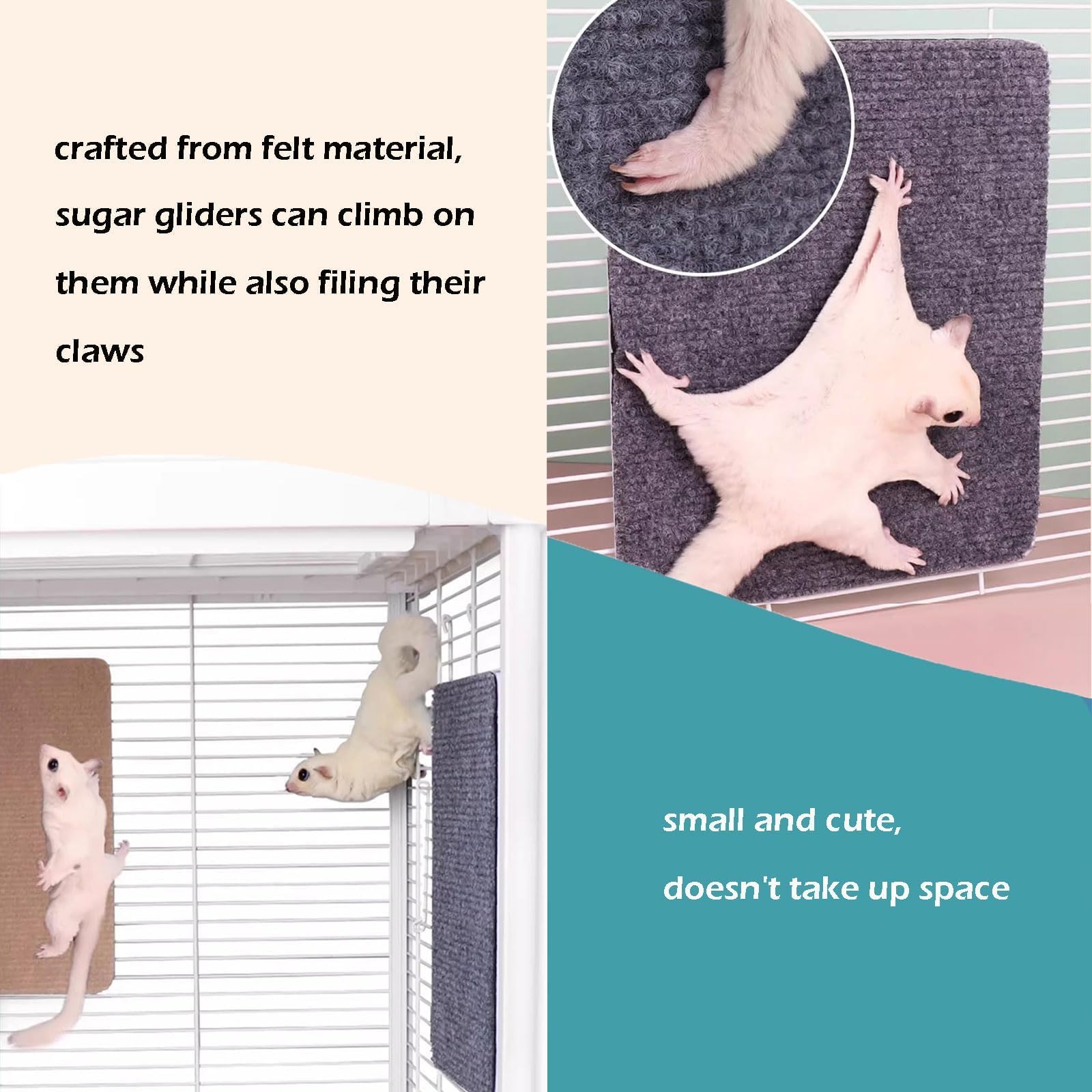 Sugar Glider Toys, Sugar Glider Climbing Mats, Self-Adhesive Cage Accessories For Sharpening Claws, Small Pets Enrichment Toys S