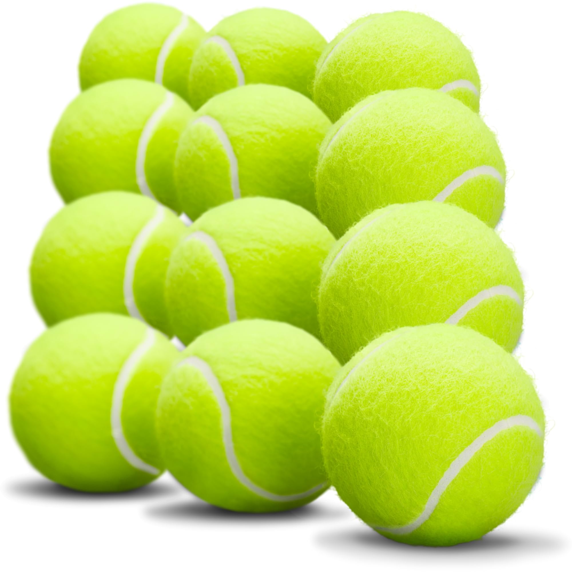 Iconikal 12-Pack Dog Fetch Pet Toy Bulk Tennis Balls For Small Dogs And Cats, Green, Standard Size