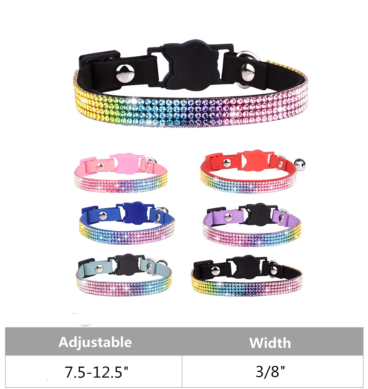 Wdpaws Cat Collar Breakaway Bling Diamond Rhinestone With Bell Adjustable For Cats And Kitten Girl Boy (Black)