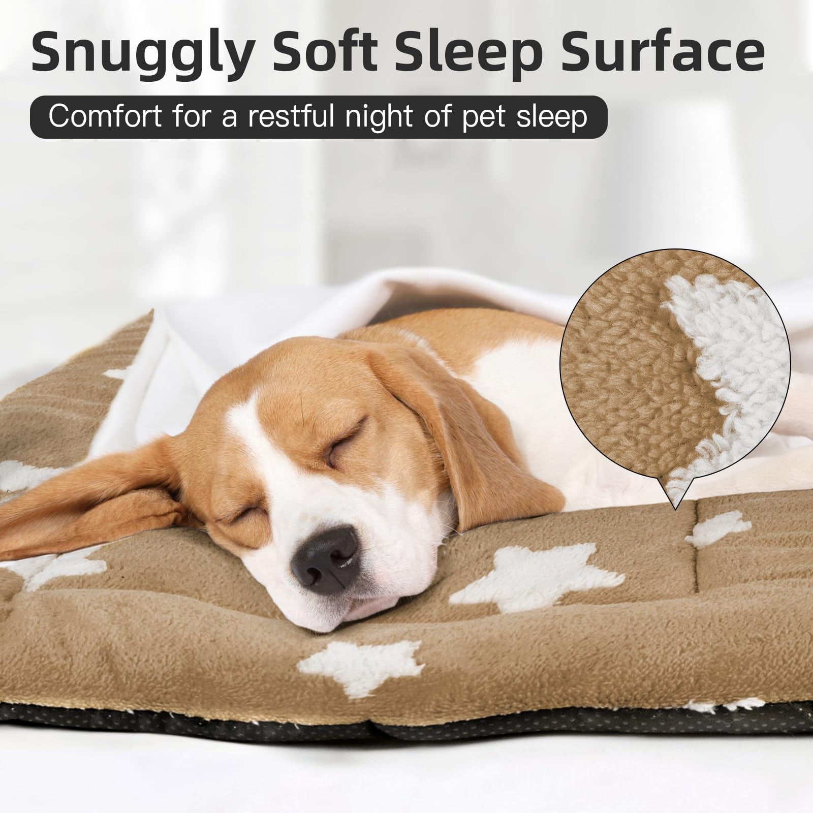 Mora Pets Dog Crate Pad Dog Kennel Bed Crate Mat For Large Dogs Washable Cute Star Pet Bed For Cage Ultra Soft Flat Pillow Cushi