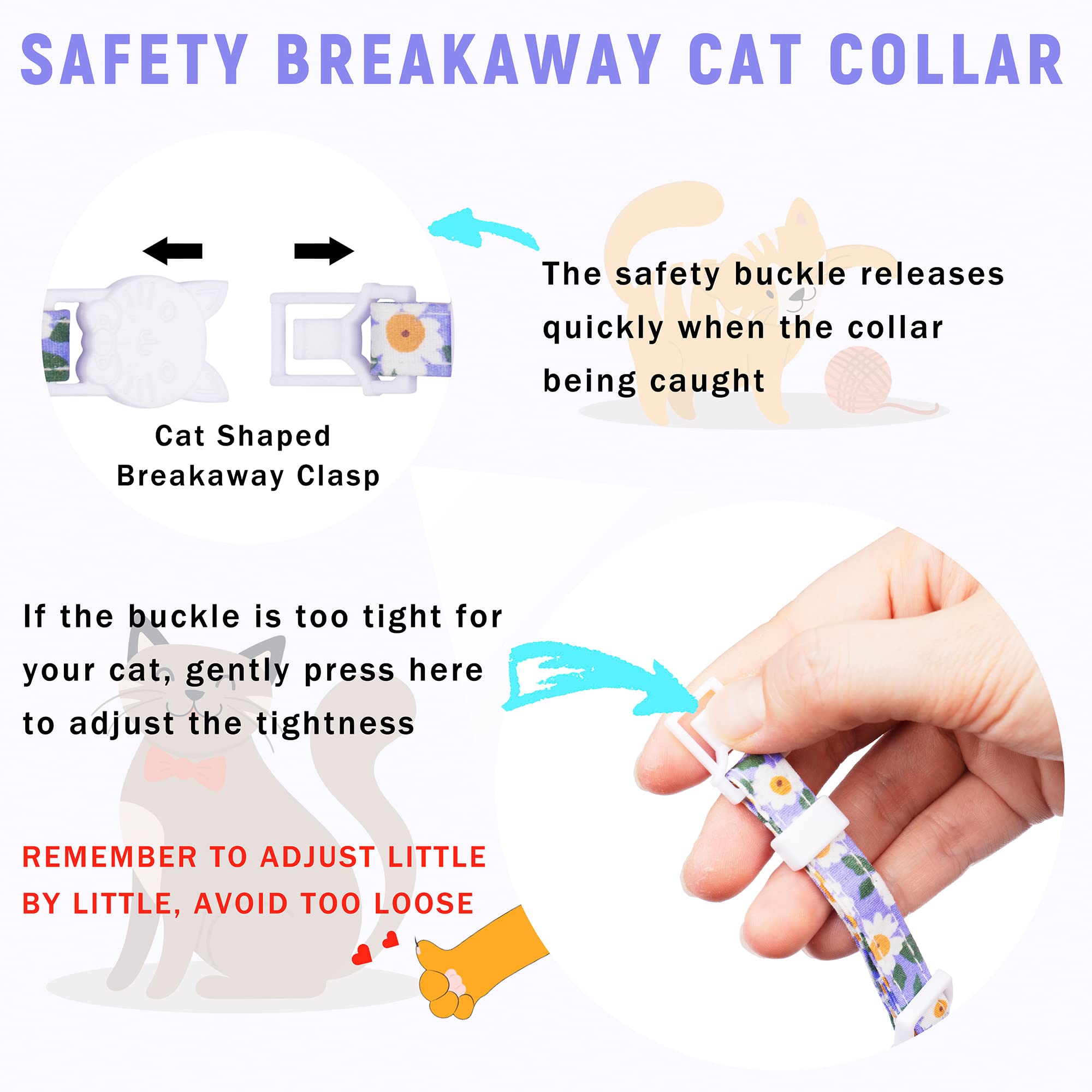 Airtag Cat Collar, Jxfukal Kitten Collar Breakaway With Silicone Airtag Holder, Bells & Flower Charm For Girl Cats Boy Cats Small Dogs(Blue)