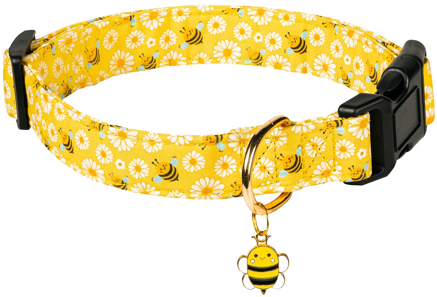 Prehai Cute Cotton Dog Collar For Small Medium Large Dogs Special Design Cute Yellow Bee Dog Collar For Boy Girl Dogs Soft Adjus