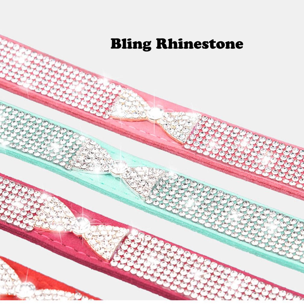 Black Bling Collars For Small Dogs, Pretty Crystal Sparkly Diamond Bow Rhinestone Cat Collars Glitter Jeweled Bling Girl Puppy C