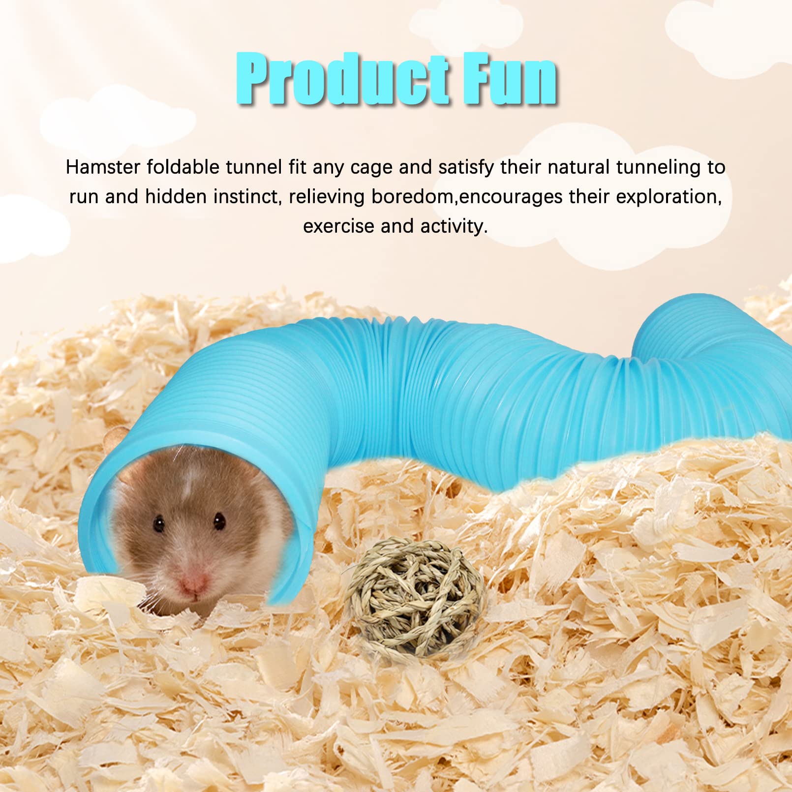 Pinvnby Hamster Fun Tunnels,Guinea Pigs Plastic Tube,Hamsters Foldable Exercising Training Hideout Tunnel 12 Pcs Small Animals Toys For Mouse Gerbils Rats Mice Ferrets(Blue)