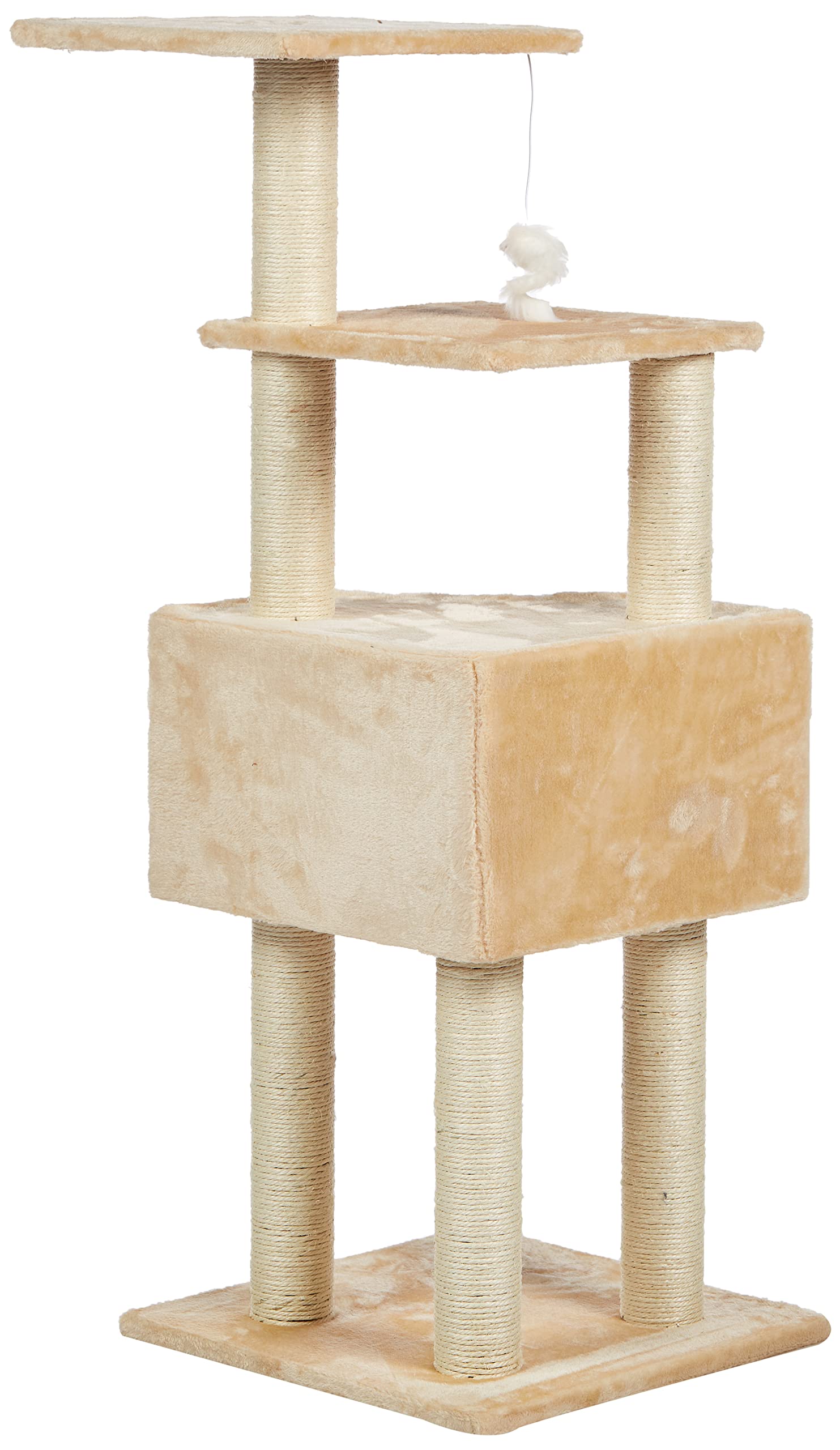Go Pet Club 51'' Full Sisal Covered Scratching Posts Corner Cat Tree Kitty Tower Kitten Condo House Furniture With Hanging Toy F