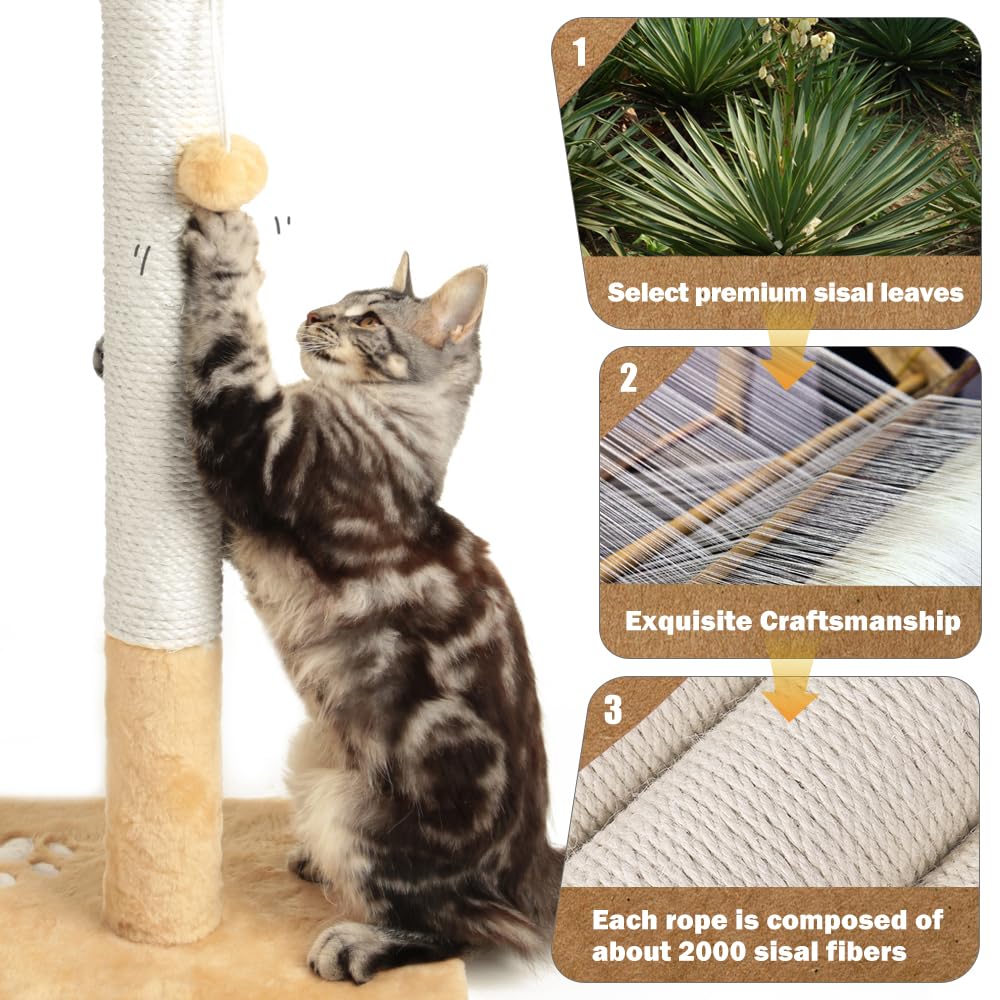 Ospnieek Cat Scratching Post Replacement With M8 Screws, 2 Pack 15.7 Natural Sisal Rope Cats Tree Scratcher Refill, Diy Hemp Scr