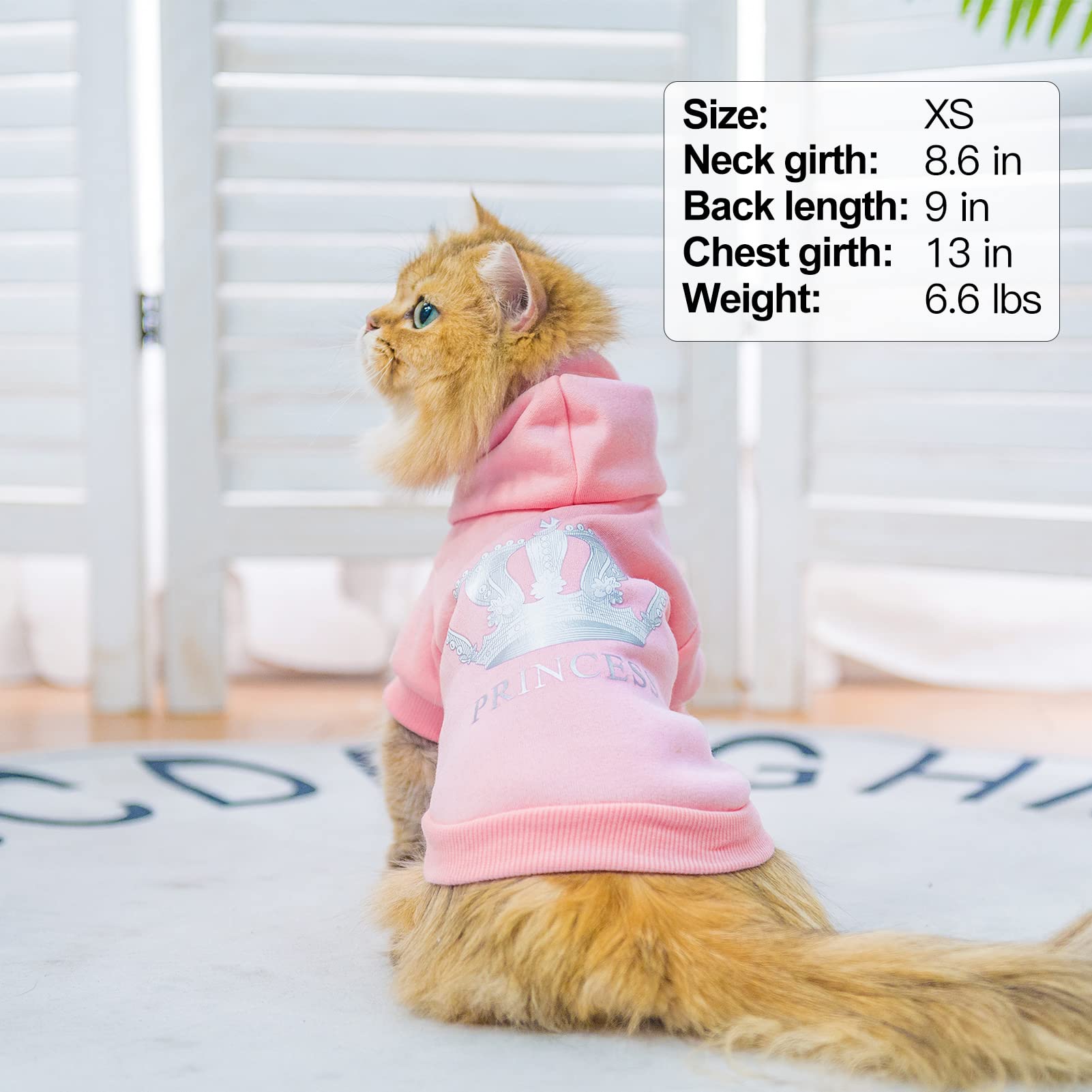 Expawlorer Princess Dog Hoodie For Girl - Hooded Sweater With Leash Hole, Cold Weather Clothes, Sweatshirt With Pocket, Winter C