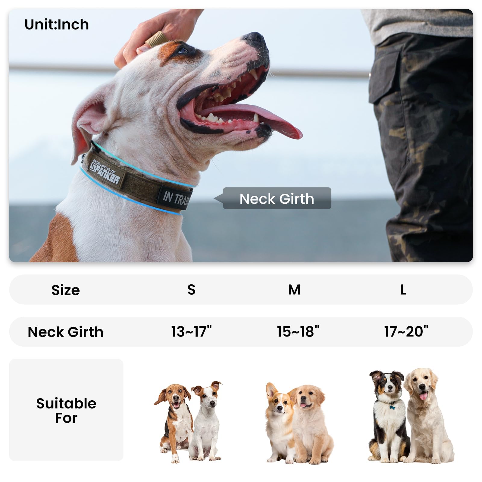 EXCELLENT ELITE SPANKER Puppy Collar Military Dog Collar Adjustable Quick Release Nylon Dog Collar for Small Medium Dog Soft Pad