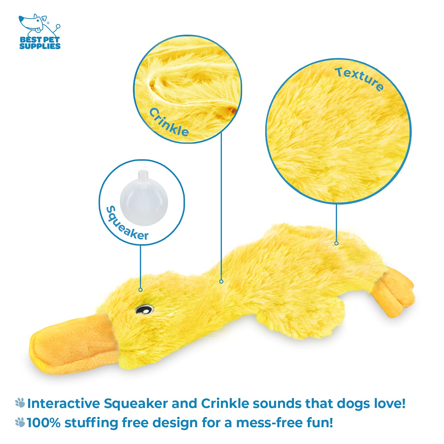 Best Pet Supplies Interactive Mallard Mates Dog Toy With Crinkle And Squeaky Enrichment For Small And Medium Breed, Cute And Plu