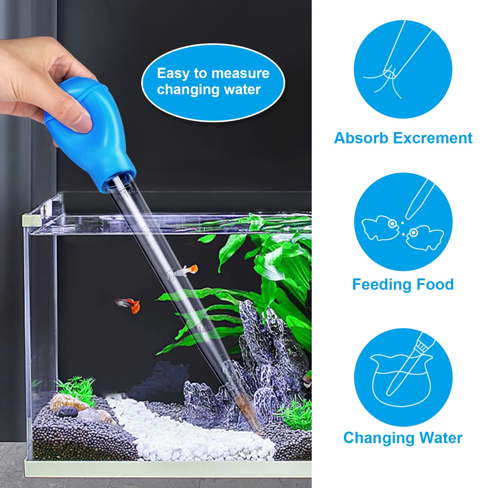 Weaverbird Manual Fish Tank Water Changer Aquarium Dropper, 30Ml Aquarium Clean Pipette Dropper, Fish Tank Cleaning Waste Remove