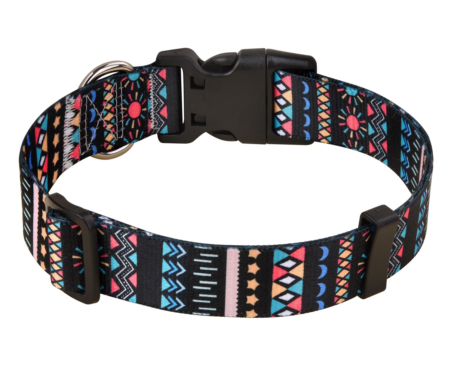 Mihqy Dog Collar With Bohemia Floral Tribal Geometric Patterns - Soft Ethnic Style Collar Adjustable For Small Medium Large Dogs(Black Bohemia,L)