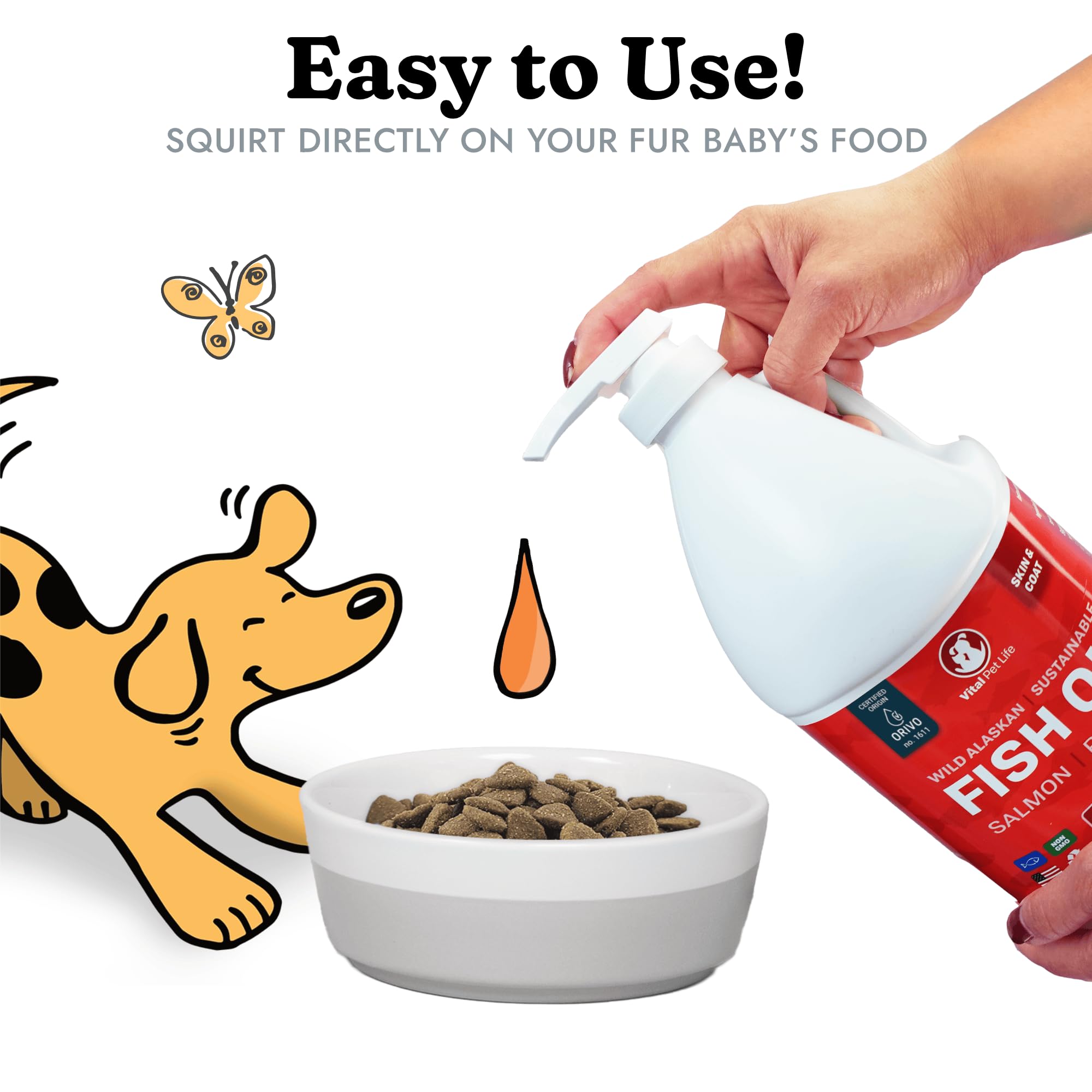 Fish Oil for Dogs - Healthy Skin & Coat, Salmon, Pollock, All Natural Supplement for Pets, Itching Scratching Allergy & Inflamma