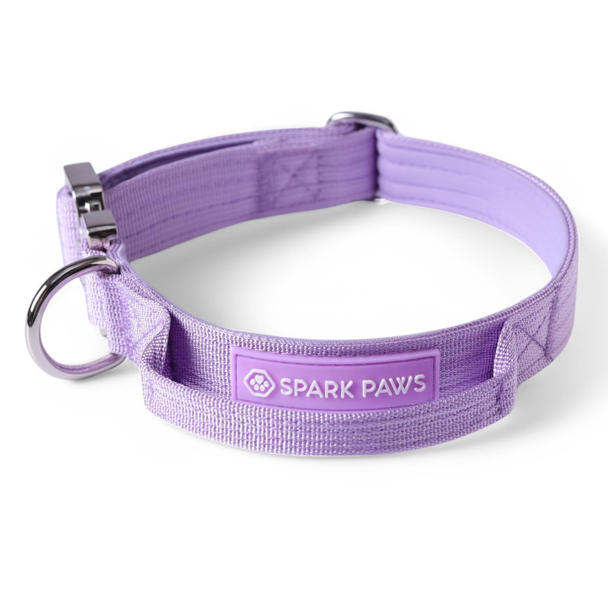 Spark Paws Tactical Dog Collar - Heavy Duty, Premium Quality, Thick And Durable For Large And Medium Dogs - Purple - Xs - 1''