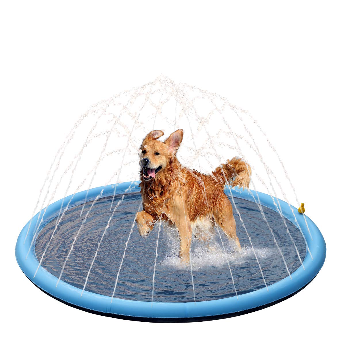 Pet Soft Splash Sprinkler Pad - Thickened Dog Splash Sprinkler Pad For Puppies Durable Pet Swimming Bathtub Pool, Summer Fun Water Toys For Dogs 59''