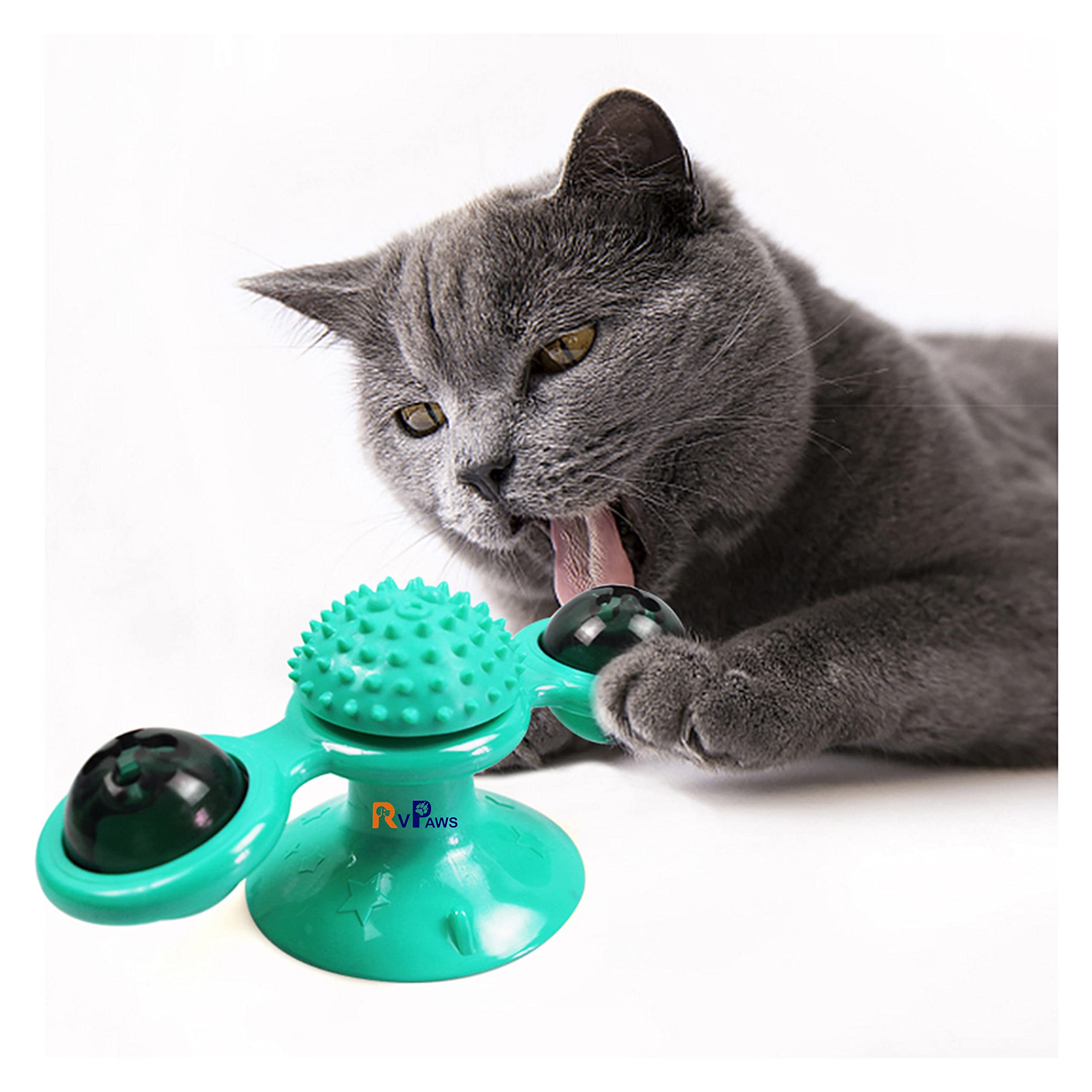 Woofy Interactive Windmill Cat Toy With Suction Base For Cats & Kittens | MultiFunctional Catnip Play Toy With Led Ball & Denta