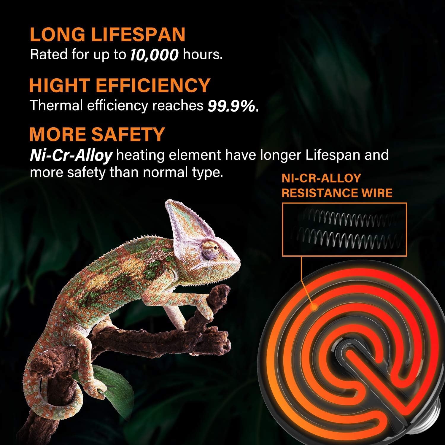 Simple Deluxe Ceramic Heat Emitter 150W Reptile Heat Lamp Bulb No Light Emitting Brooder Coop Heater for Amphibian Pet Snake Tur