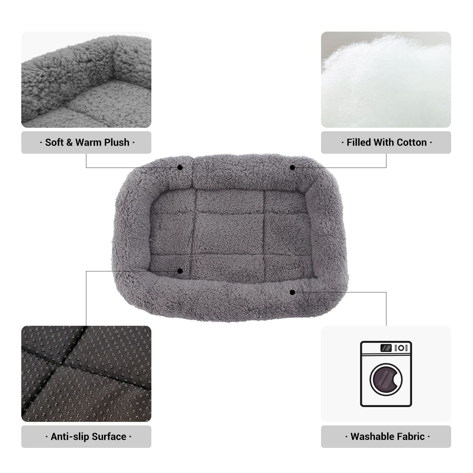 Lesypet Cat Beds For Indoor Cats, Pet Mats For Curl Sleep Plush Cushion Washable Pet Bed For Cats Dogs With Anti-Slip Bottom, Medium 24' X 18'