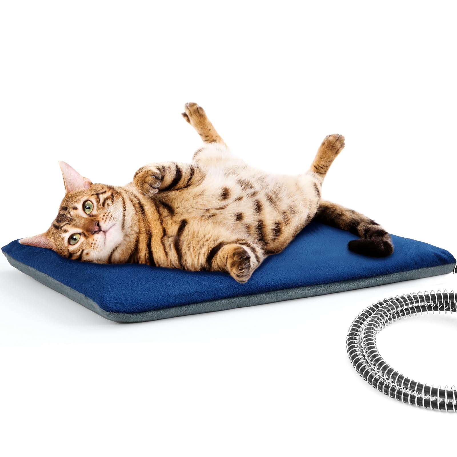 Pecute Cat Heating Pad Outdoor Indoor, IPX7 Waterproof Dog Heating Pad with Self-Inflating for Extra Thickness, Chew-Resistant S