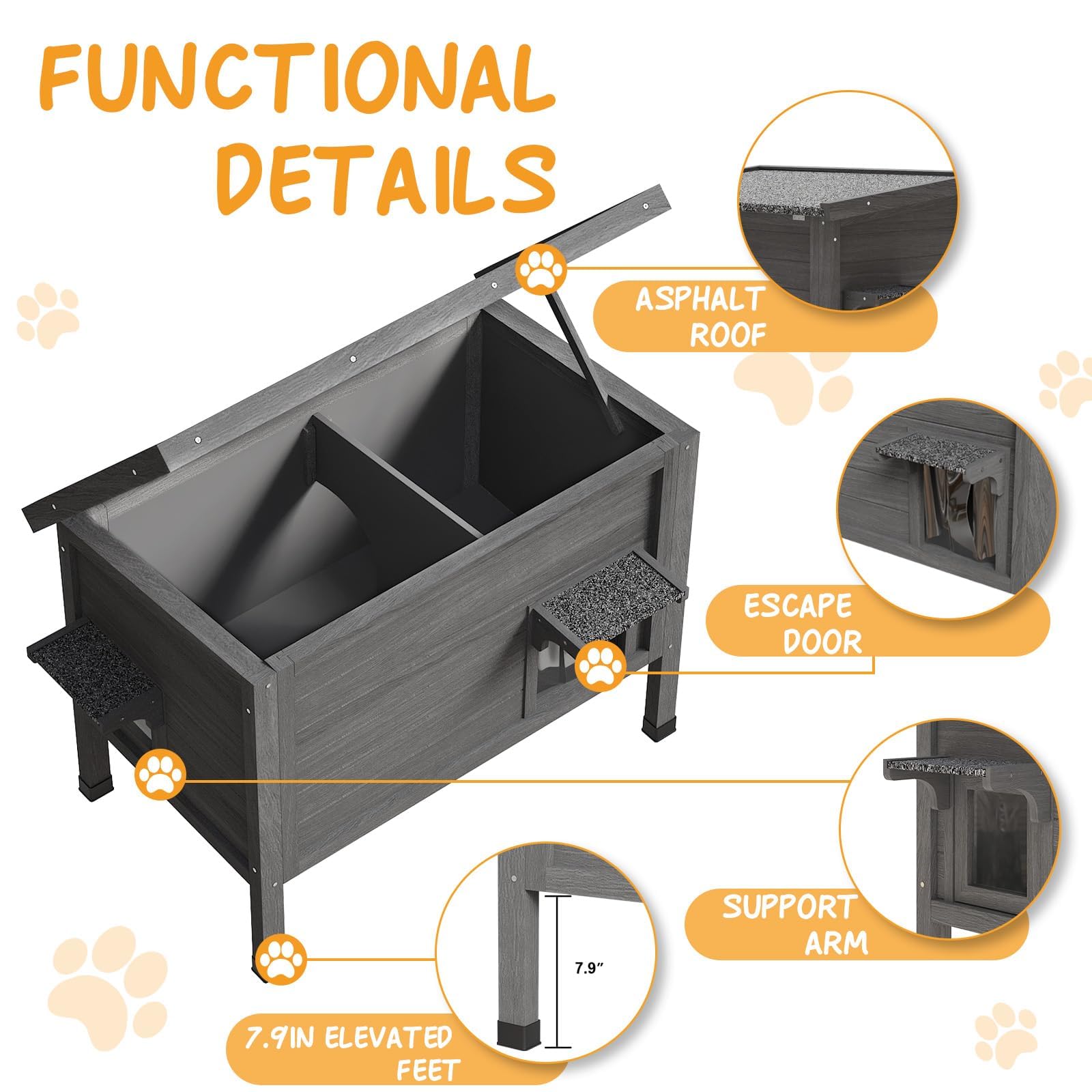 Vitesse Outdoor Cat House Feral Cat Enclosure Cat Houses For Cats Insulated With Escape Door All-Round Foam Weatherproof Winter