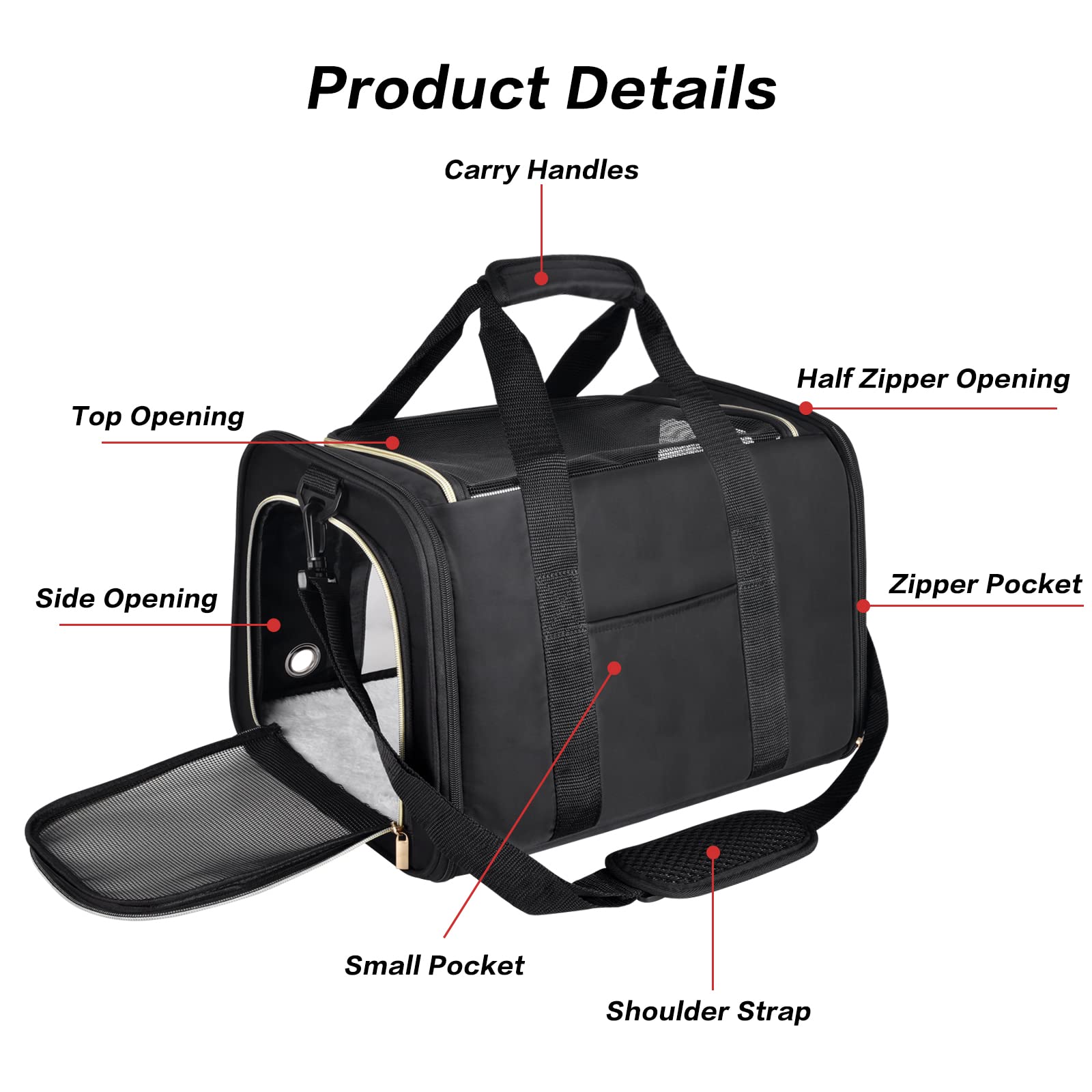 Petmolico Cat Carrier Dog Carrier, Airline Approved Soft Pet Travel Carrier With 3 Open Doors Mesh Windows For Cats Puppy 16 Lbs