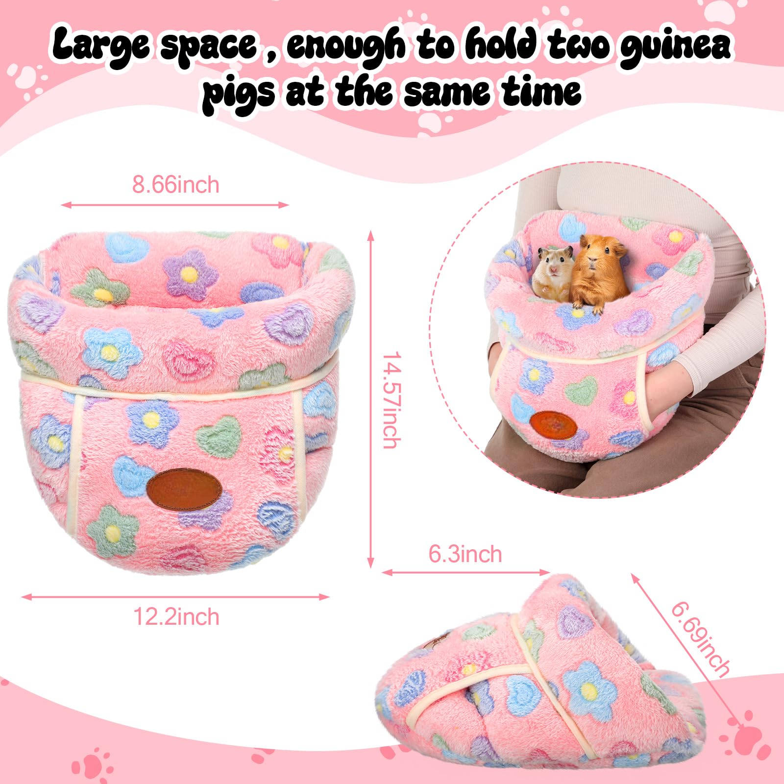 Wenqik 2 Pcs Guinea Pig Bed Cuddle Warm Hideout Small Animal Sack Cozy House Bedding Sleeping Cushion Portable Pet Carrier Cage