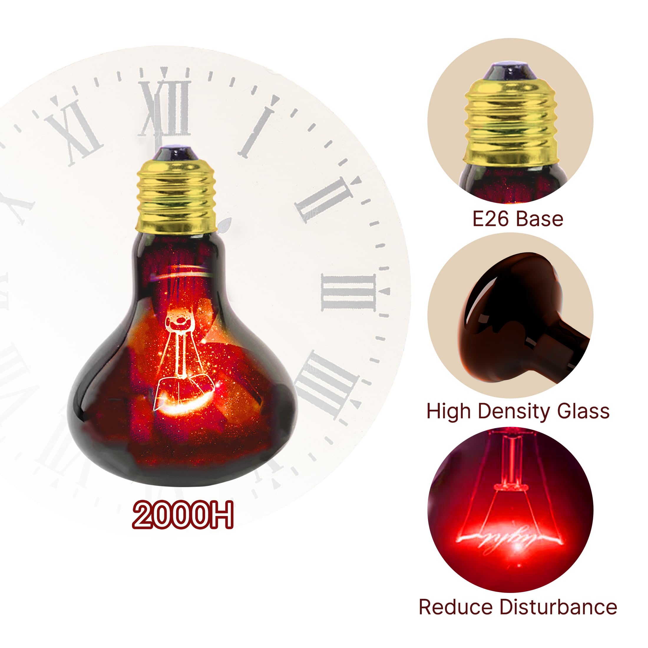 HARTOMPET 100W UVA Infrared Heat Lamp Bulb, Red Basking Spot Light for Lizard, Leopard Gecko, Turtle, and Chicks, High-Performan