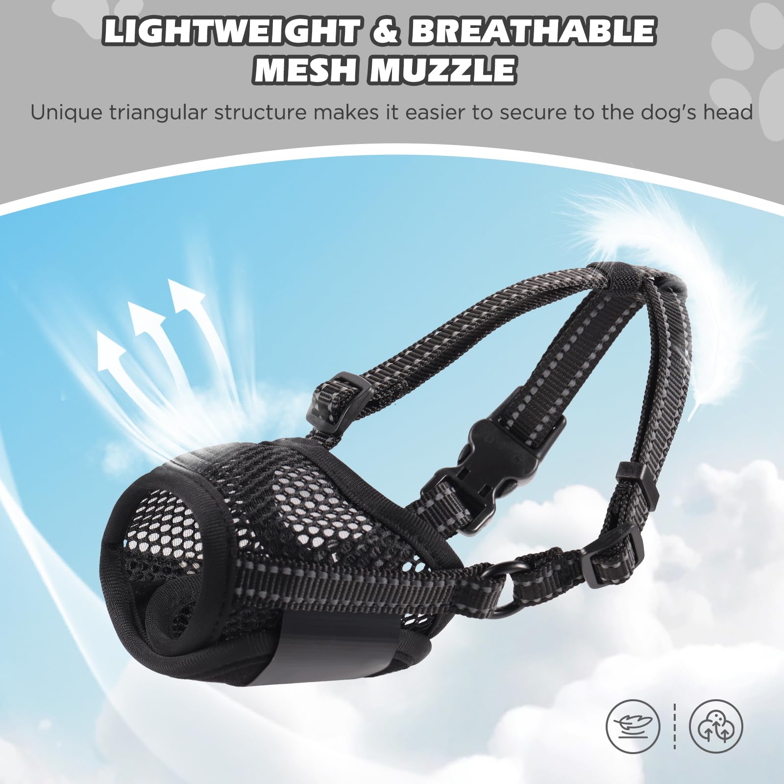 Bonthee Dog Muzzle,Soft Mesh Muzzle For Small Medium Large Dogs To Prevent Biting,Pets Muzzle For Chihuahua Poodle Husky Labrado