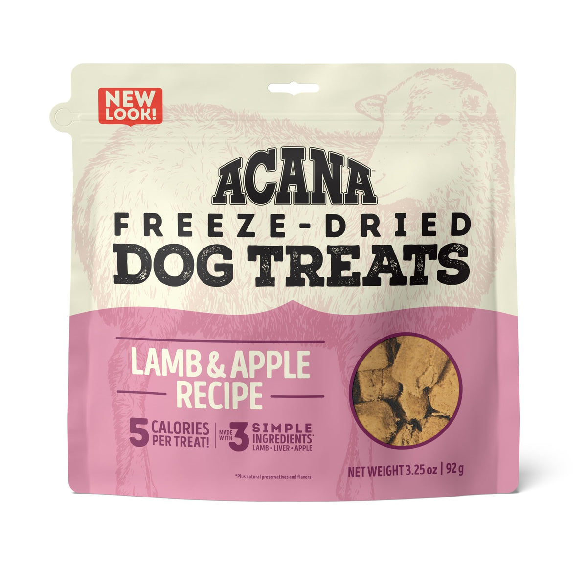 Acana Singles Freeze Dried Dog Treats, Limited Ingredient Grain Free Lamb & Apple Recipe, 3.25Oz