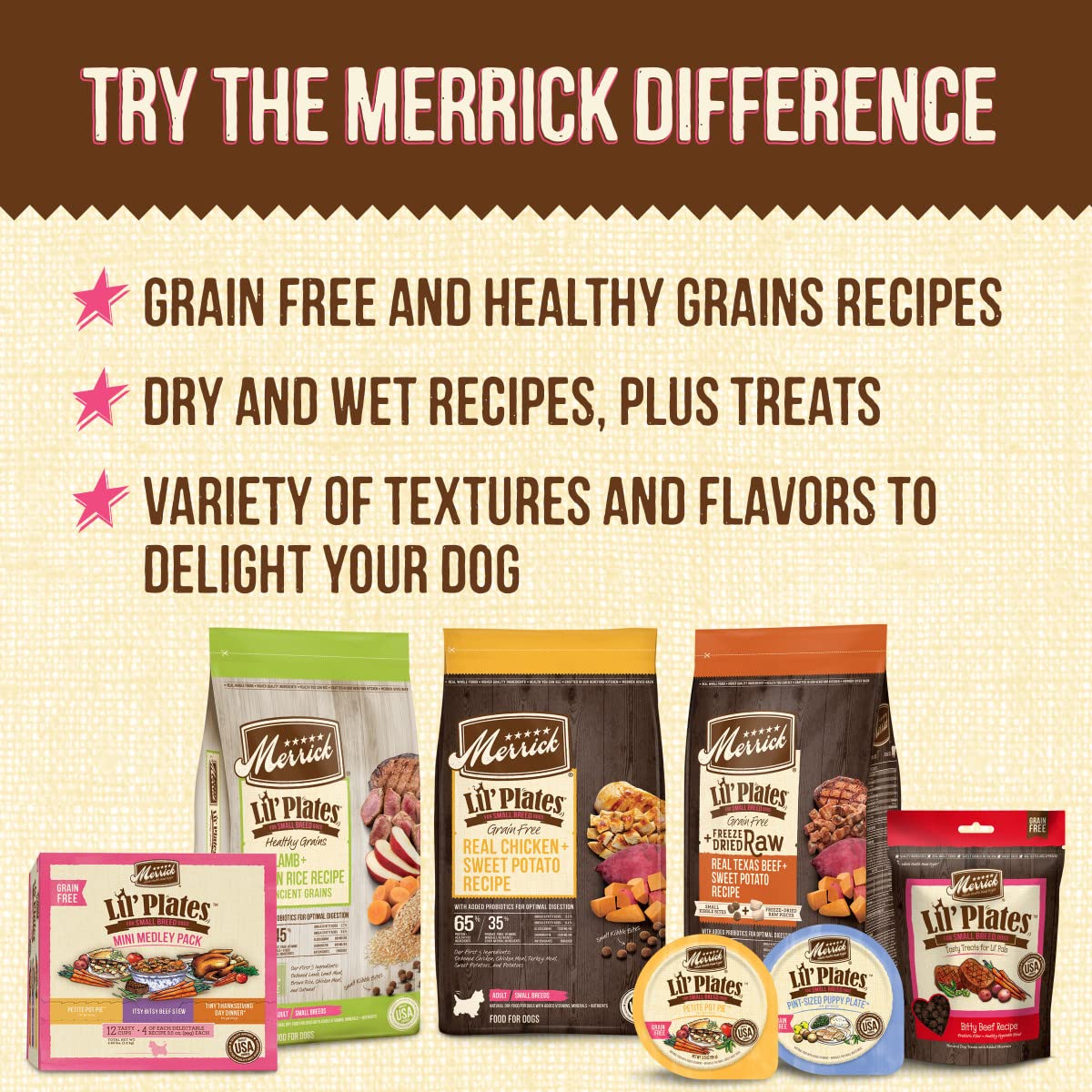 Merrick Lil Plates Grain Free And Gluten Free Natural Wet Dog Food For Small Dogs, Soft Itsy Bitsy Beef Stew - (Pack of 12) 3.5