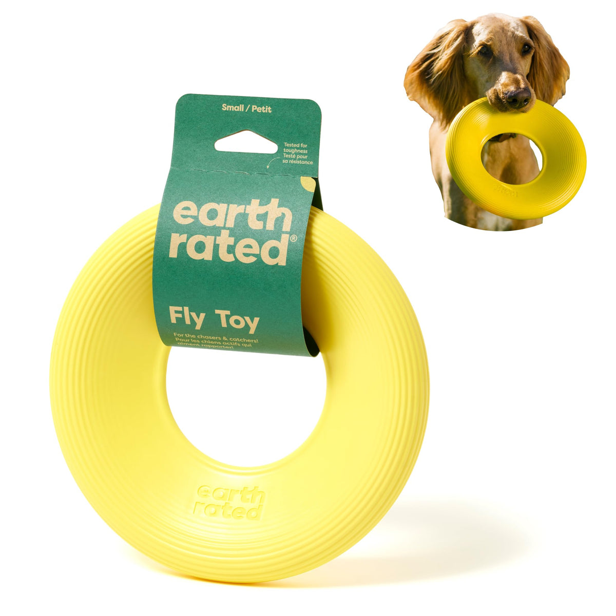 Earth Rated Flying Disc Toy For Dogs And Puppies, Interactive Dog Toys, Saucer Floats In Water, Small, Yellow