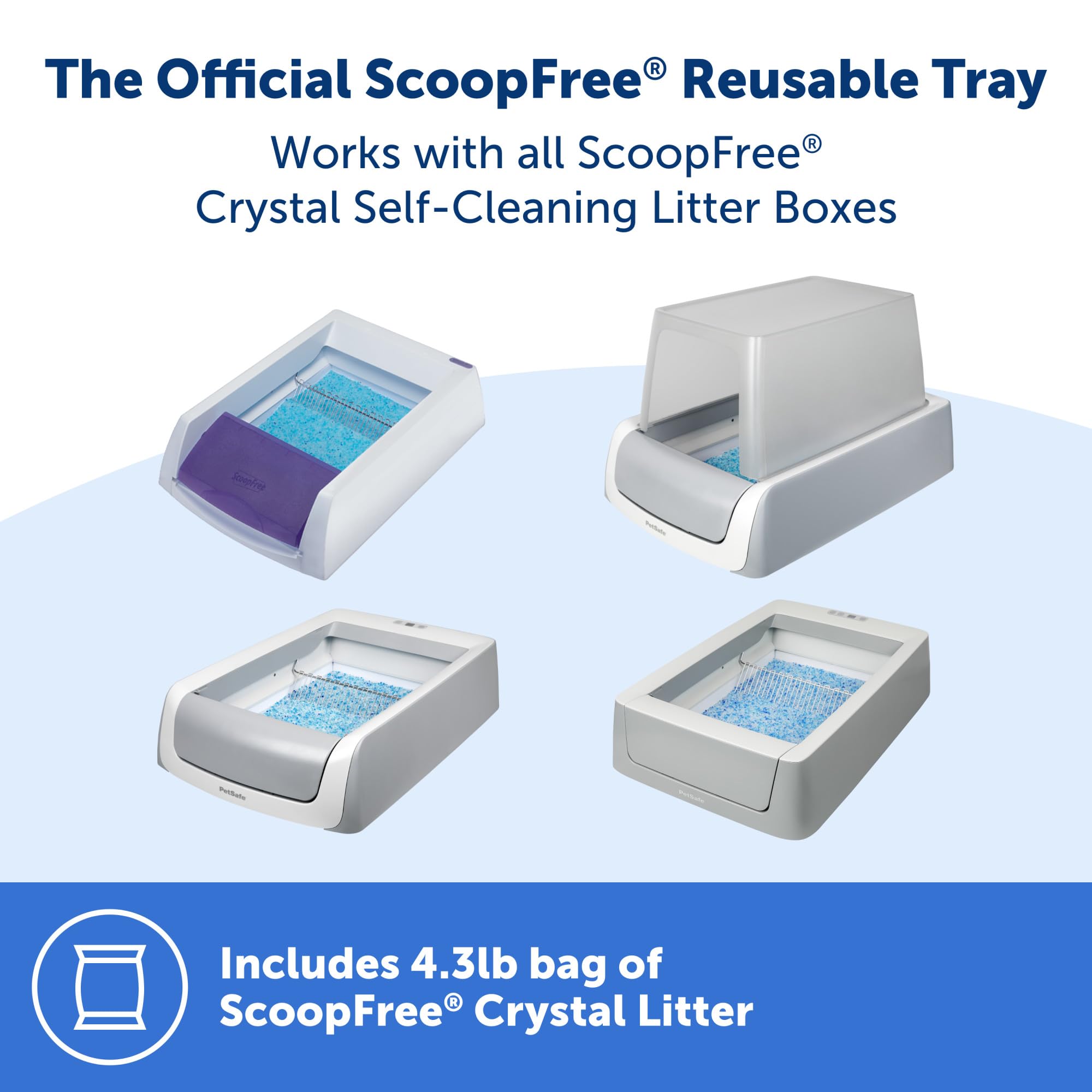 Official Petsafe Scoopfree Crystal Reusable Tray - Compatible With Petsafe Scoopfree Crystal Automatic Self-Cleaning Litter Boxes, Includes 4.3 Lb Of Premium Non Clumping Crystal Litter, Fresh Scent
