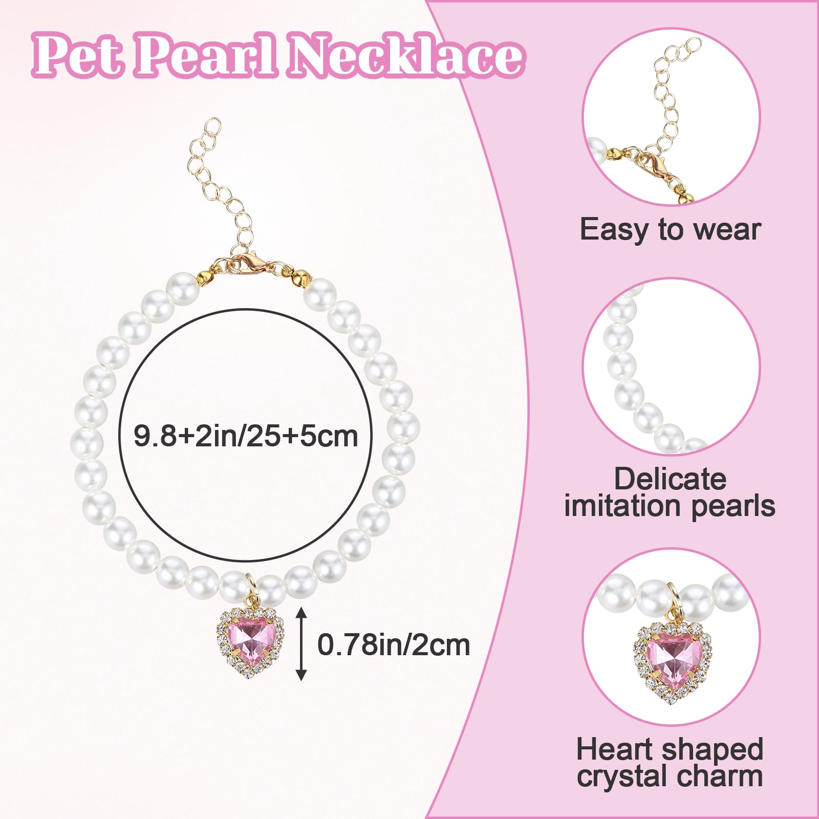 2Pcs Pearl Cat Collar, Cute Cat Collars For Girl Cats, Beaded Dog Collar Girl, Pearl Collar For Dogs, Cat Chain, Dog Pearl Neckl