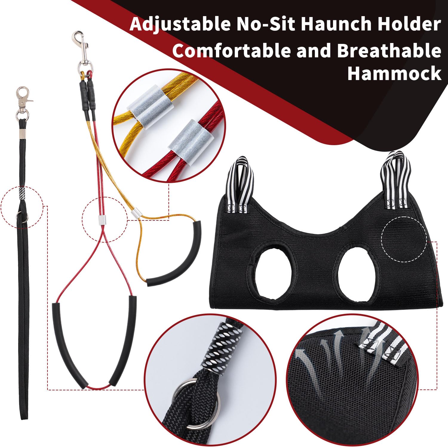 Phenfor Dog Grooming Table Arm with Hammock - Adjustable Height, Heavy-Duty Clamp, Black, No Sit Haunch Holders, Pet Grooming Tool