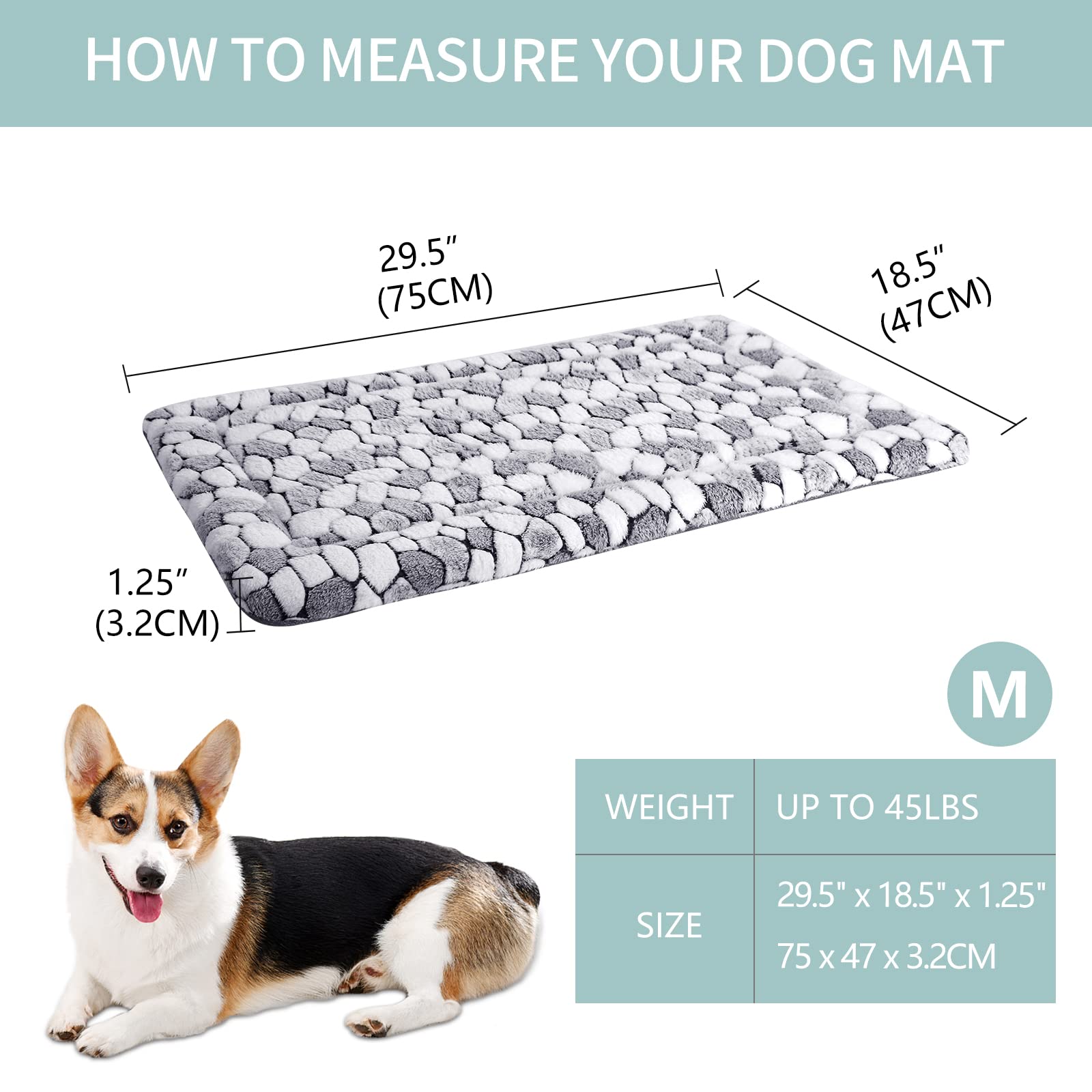 Vankean Dog Crate Pad Bed Mat Reversible (Warm & Cool), Soft Pet Sleeping Mat Dog Bed For Crate Suitable For Small To Xx-Large D