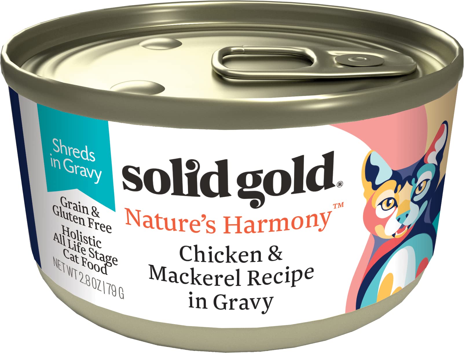 Solid Gold Natures Harmony Wet Cat Food - Chicken & Mackerel Shreds - Canned Cat Food, 24 Pack