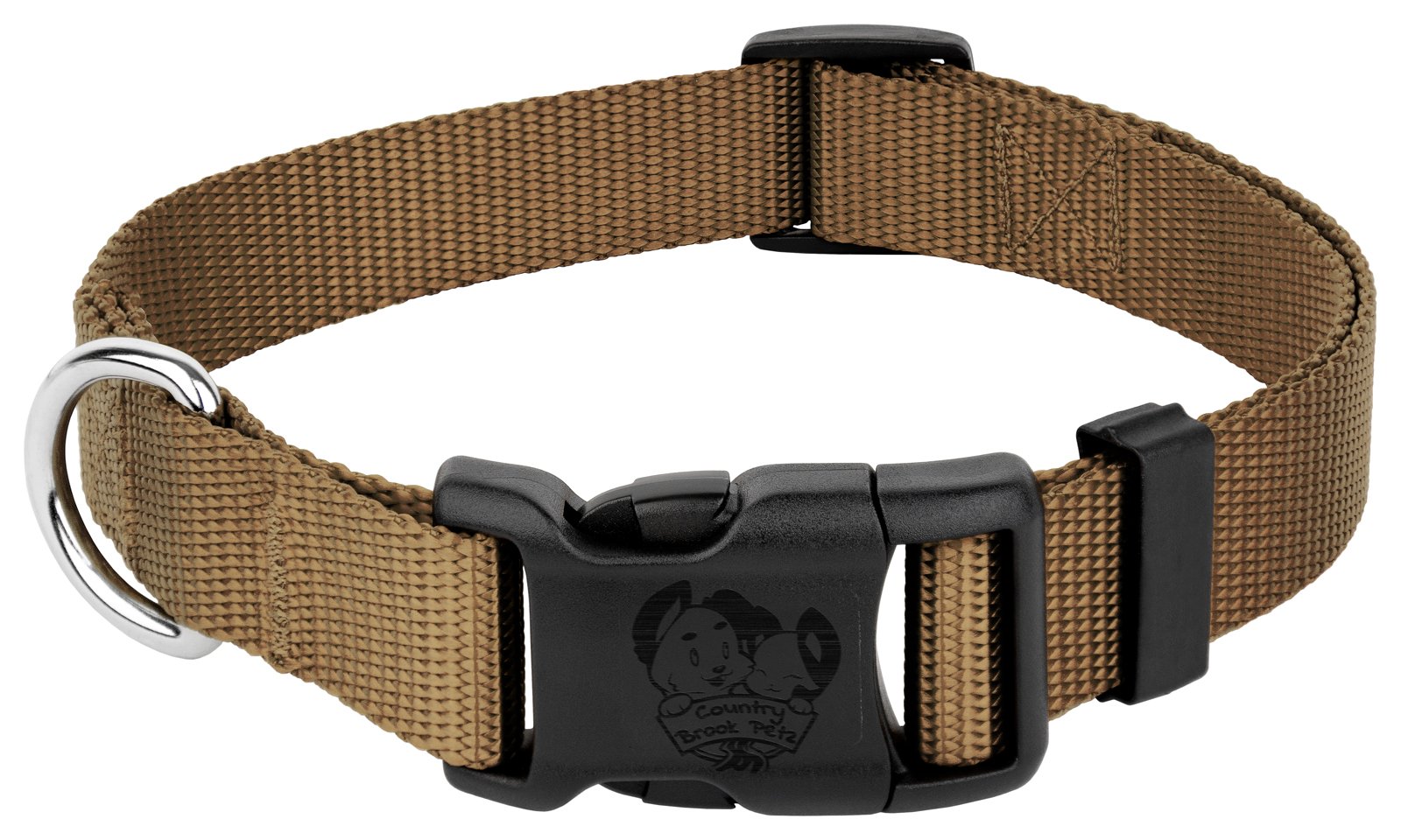 Country Brook Petz - 30+ Vibrant Colors - American Made Deluxe Nylon Dog Collar With Buckle (Micro, 3/8 Inch Wide, Coyote Tan)