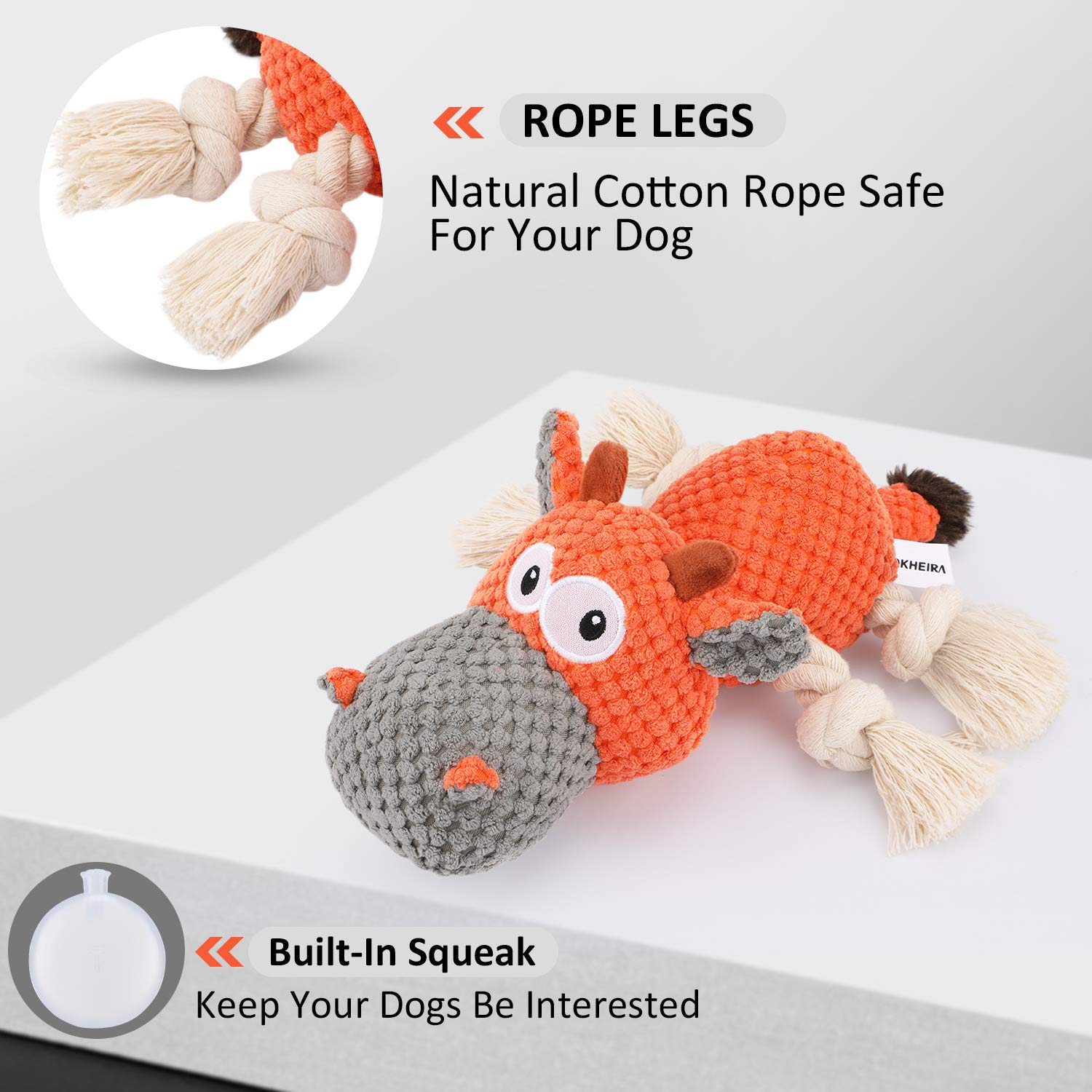 Iokheira Dog Plush Toy For Large Aggressive Chewers,Indestructible Dog Squeaky Toys,Stuffed Animals Toys With Cotton Material An