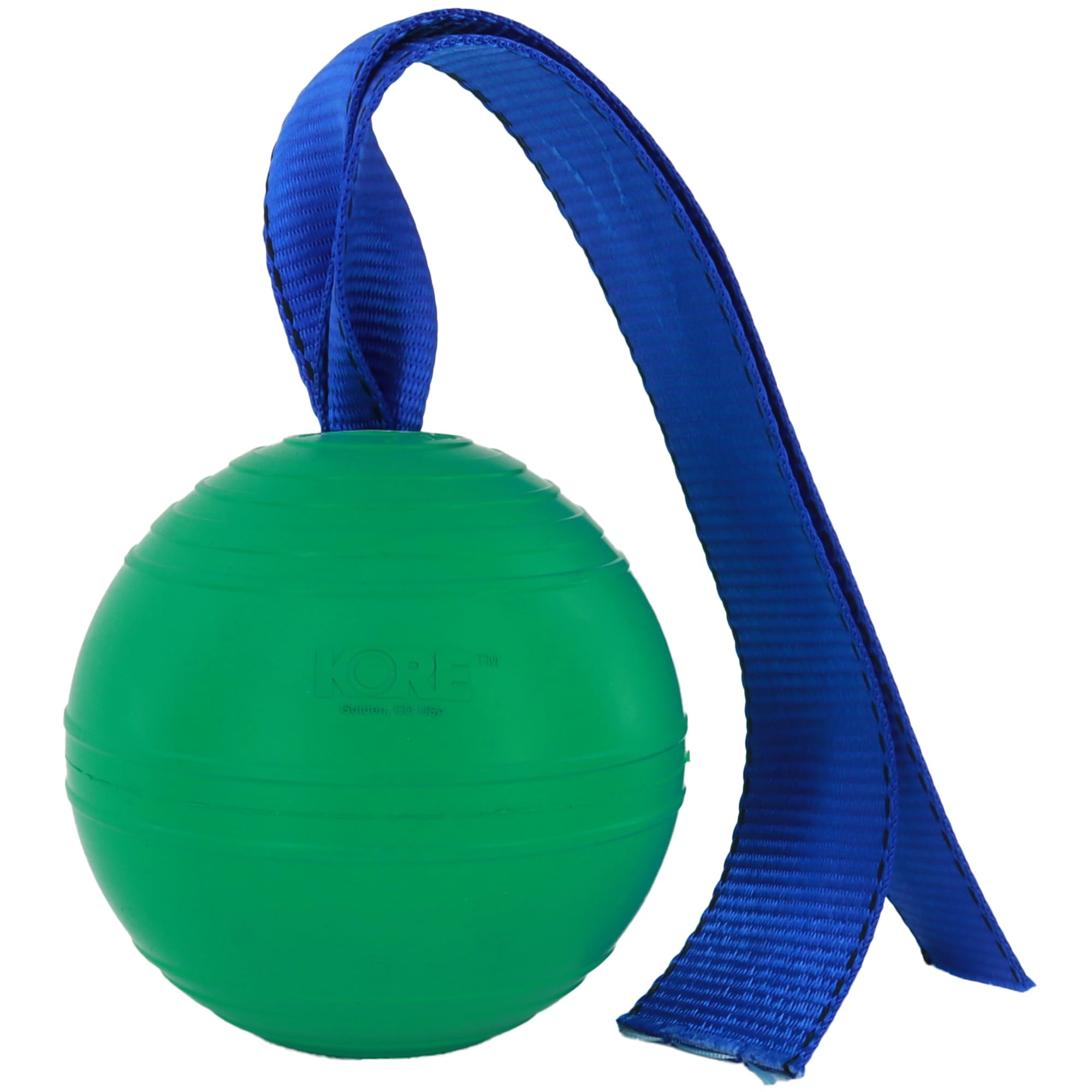 PetKORE: KoreFlex Ball & Tail - Horse-Equine Toy, 4.75 Green Ball, Shape Maintaining Rubber, Durable Strap, Treat Stuffing Cente
