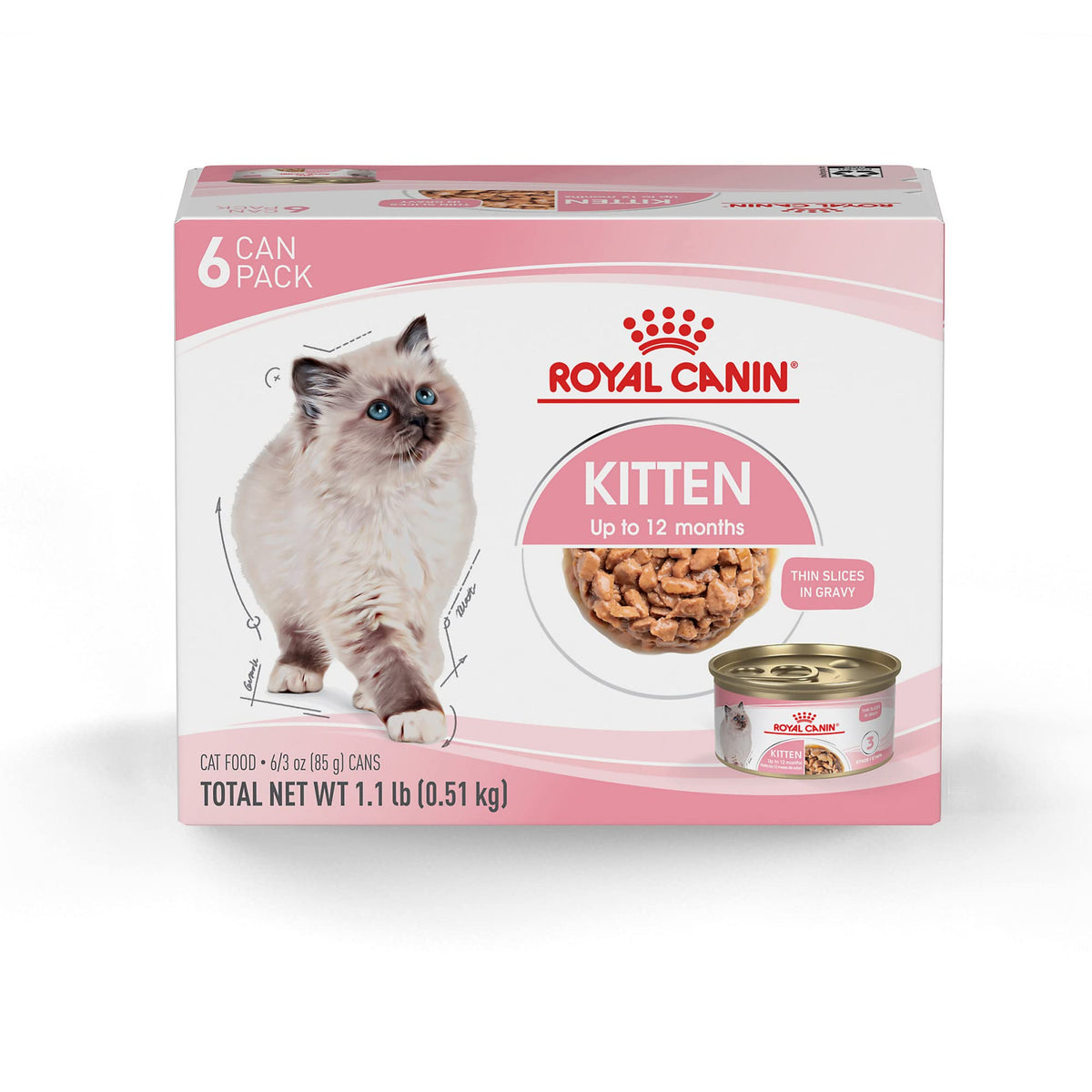 Royal Canin Feline Health Nutrition Kitten Thin Slices In Gravy Canned Cat Food, 3 Oz Can (6-Pack)