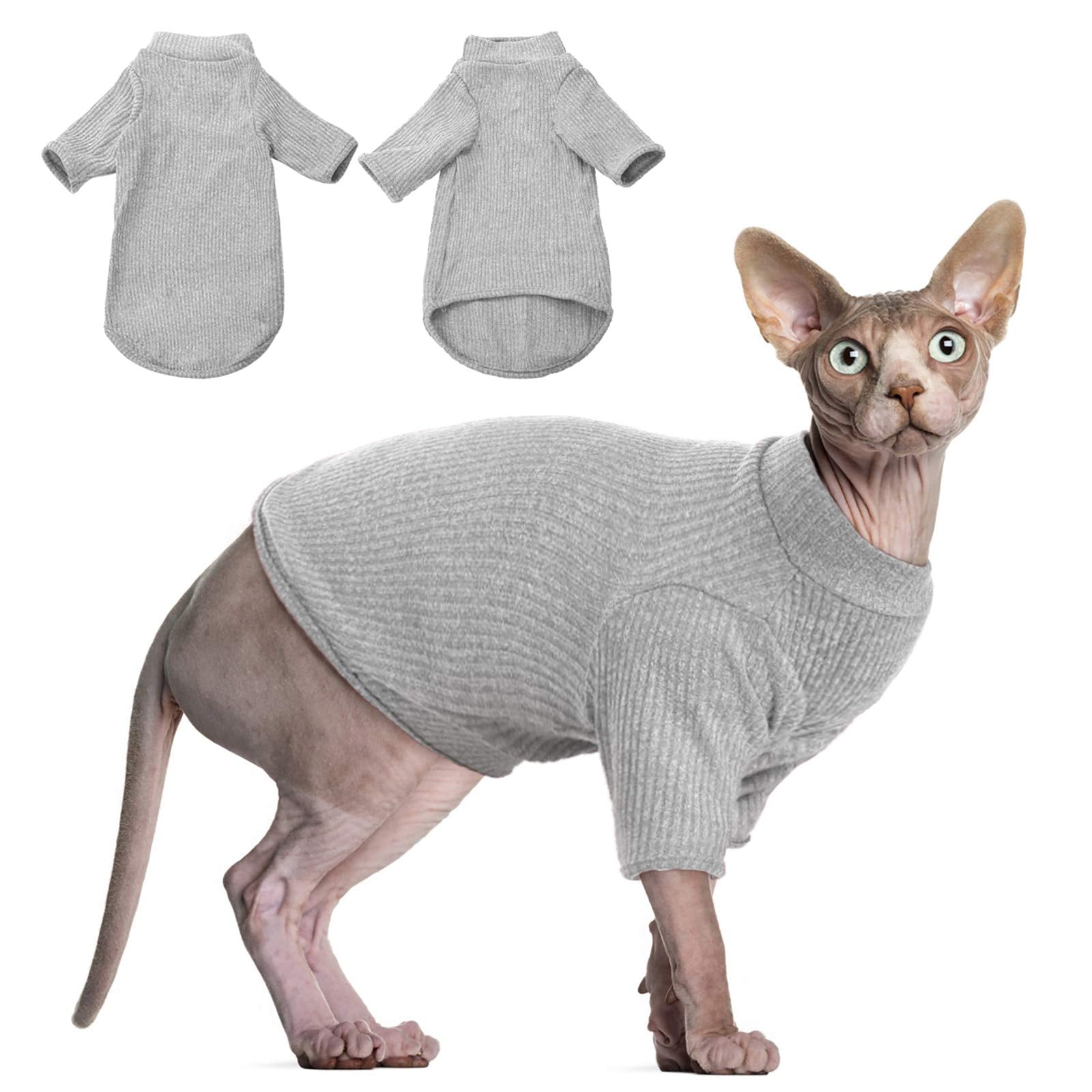 Dentrun Sphynx Hairless Cats Shirt Pullover Kitten T-Shirts, Breathable Cat Wear Turtleneck Sweater Adorable Cat'S Clothes Vest 