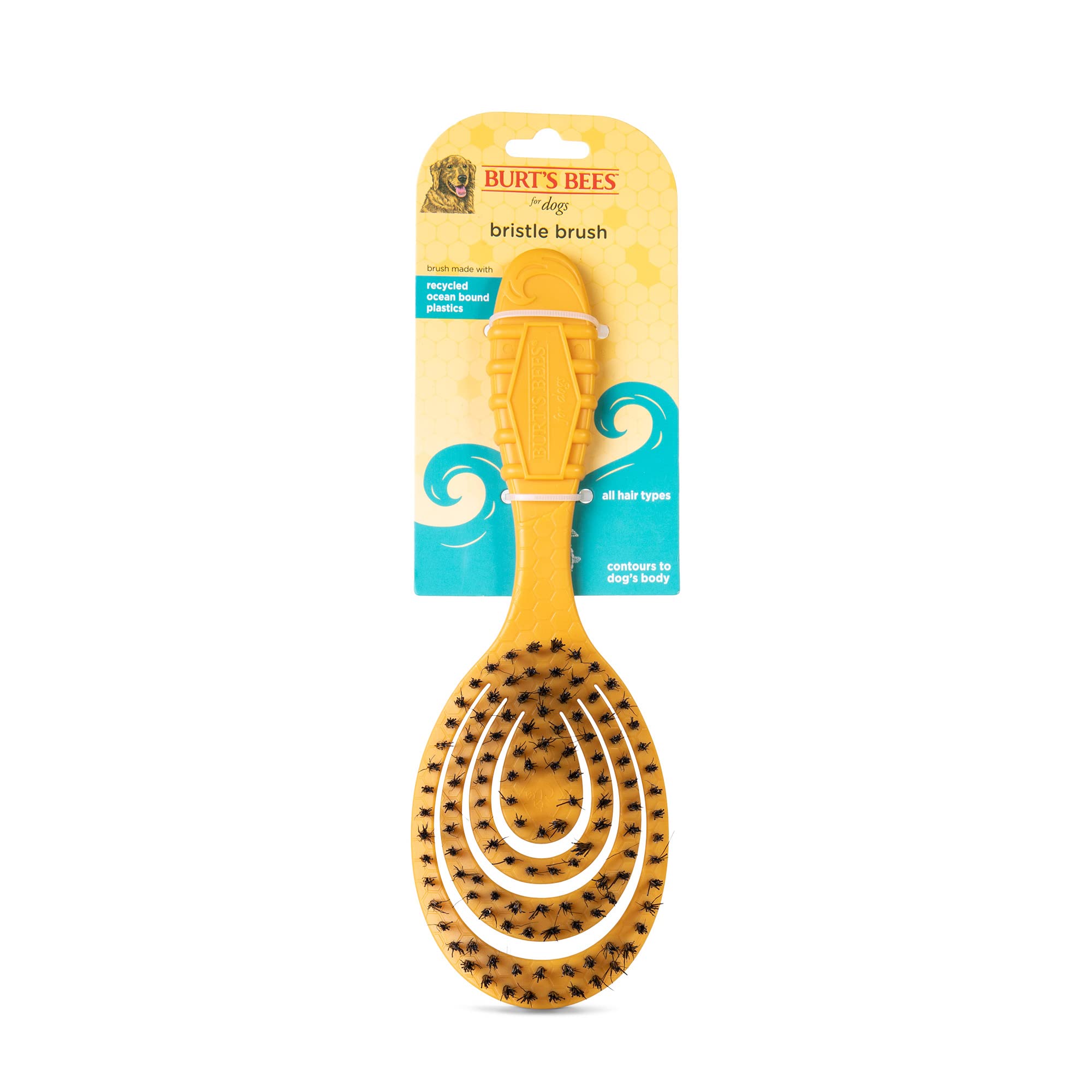 Burt'S Bees For Pets Bristle Brush With Natural Boars Hair & Nylon With Handle Made From Recycled Plastics Collected From Coastal Communities | De-Shedding Dog Brush | Eco Friendly Dog Grooming Brush