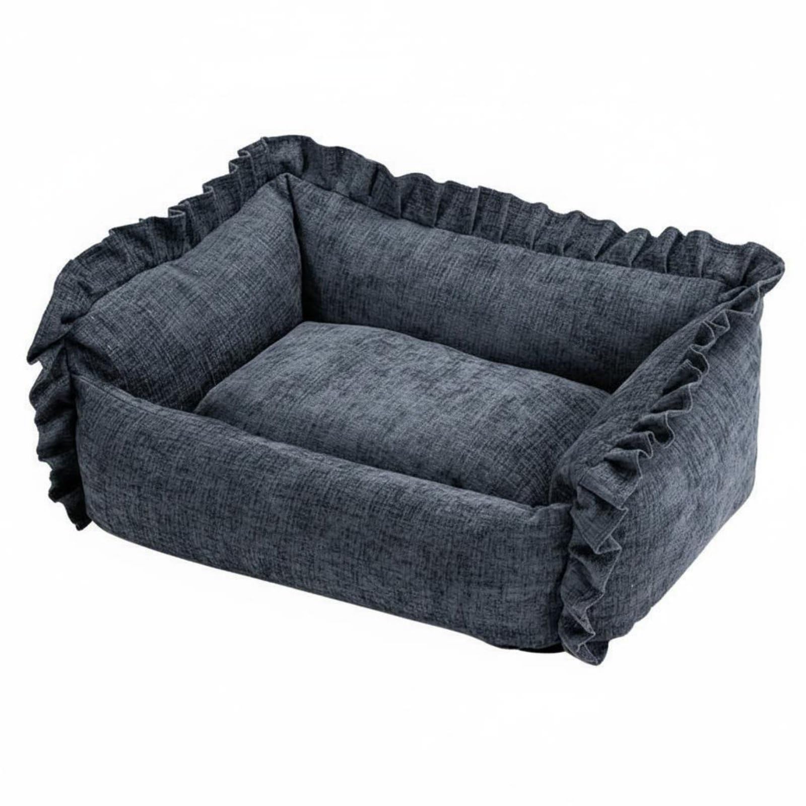 Washable Dog Couch Bed WearResistant Removable Cover Pet Bed Nordic Design Soft Pet Sofa for Cats, Indoor, Sea Blue, M