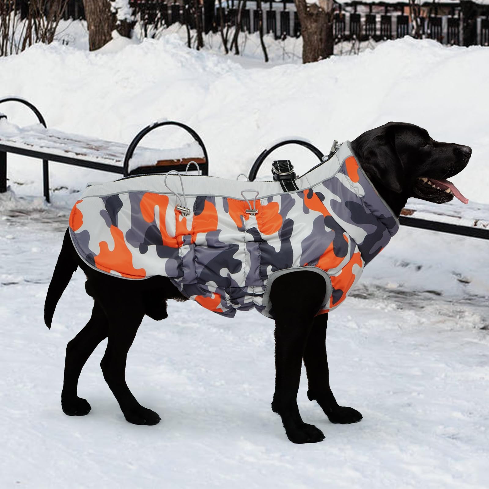 Dog Coat for Large Dogs, Dog Winter Jacket-X Large Warm Dog Coat with Harness Reflective Dog Vest Water-Resistant Dog Snowsuit D