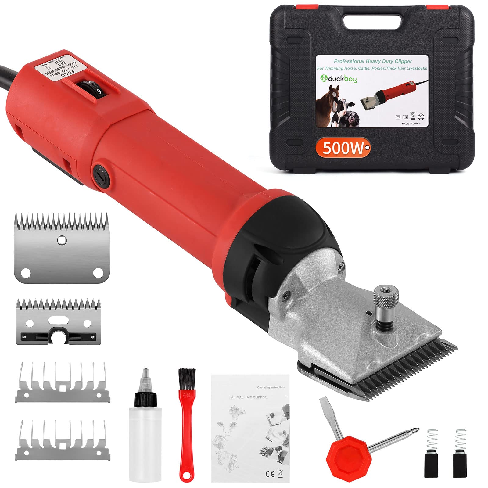 Duckboy Heavy Duty Clippers For Thick Coats Animals, 500W Professional Electric Shearing Machine For Horse Pony Cattle And Large