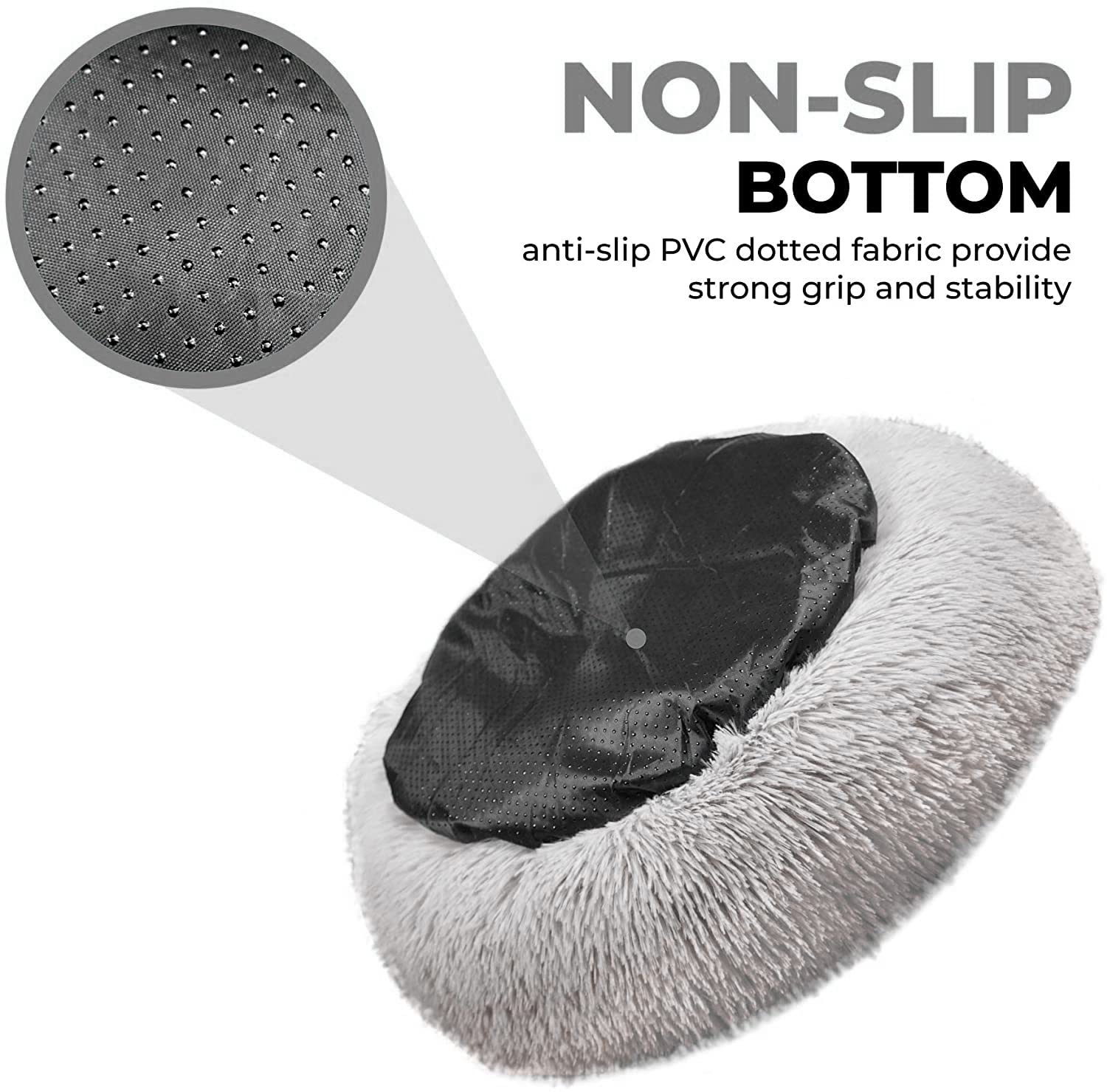 Whiskers & Friends Light-Grey Cat Bed, 23 Washable Anti-Anxiety Round Nest for Small Cats & Dogs, Ideal Indoor Pet Furniture